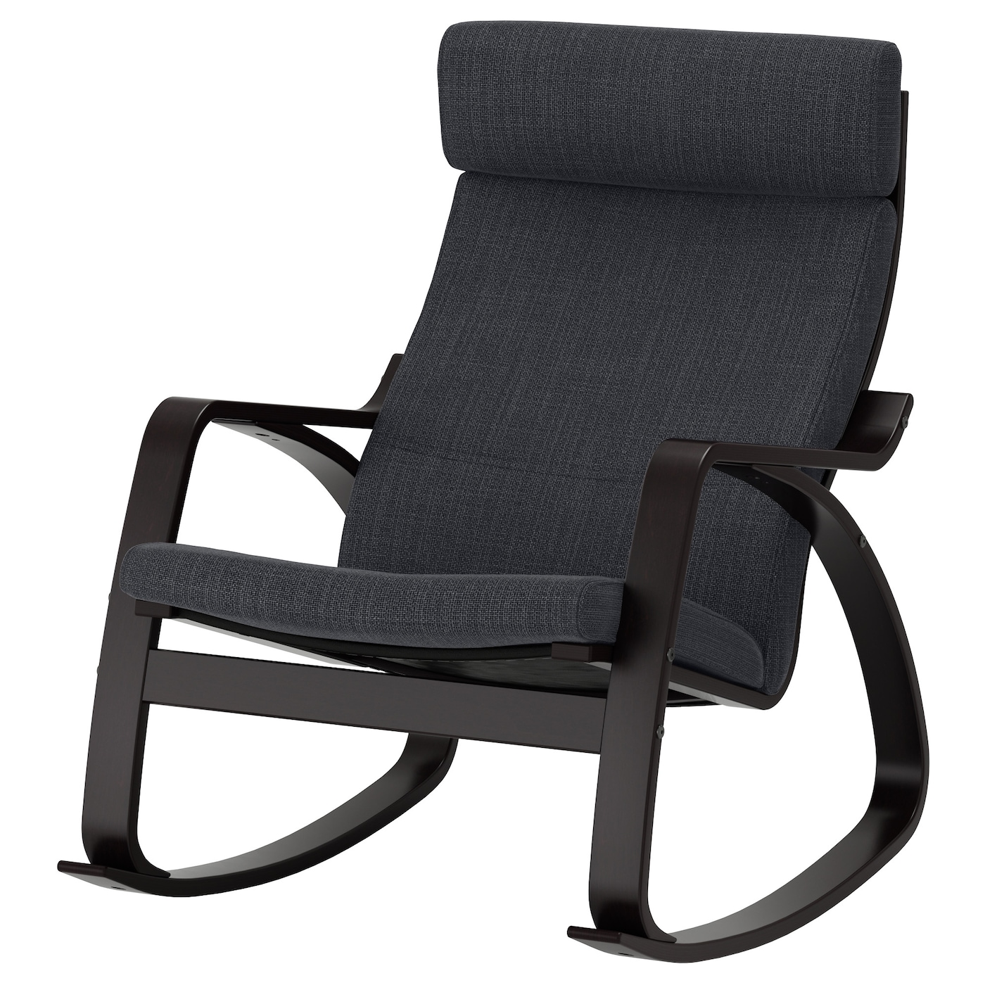 IKEA POÄNG krzesło bujane, czarnybrąz/Hillared antracyt, Szerokość: 68 cm