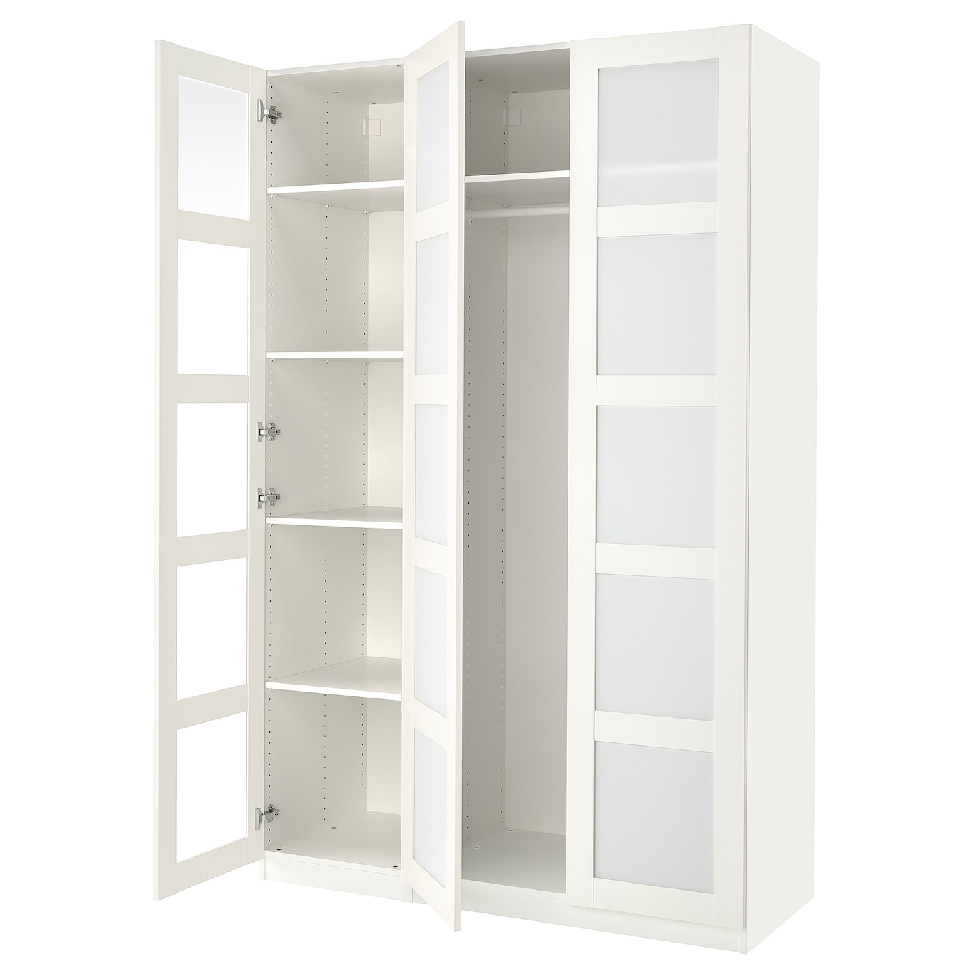 IKEA PAX / BERGSBO kombinacja szafy, biały/szkło matowe/białe, 150x60x236 cm