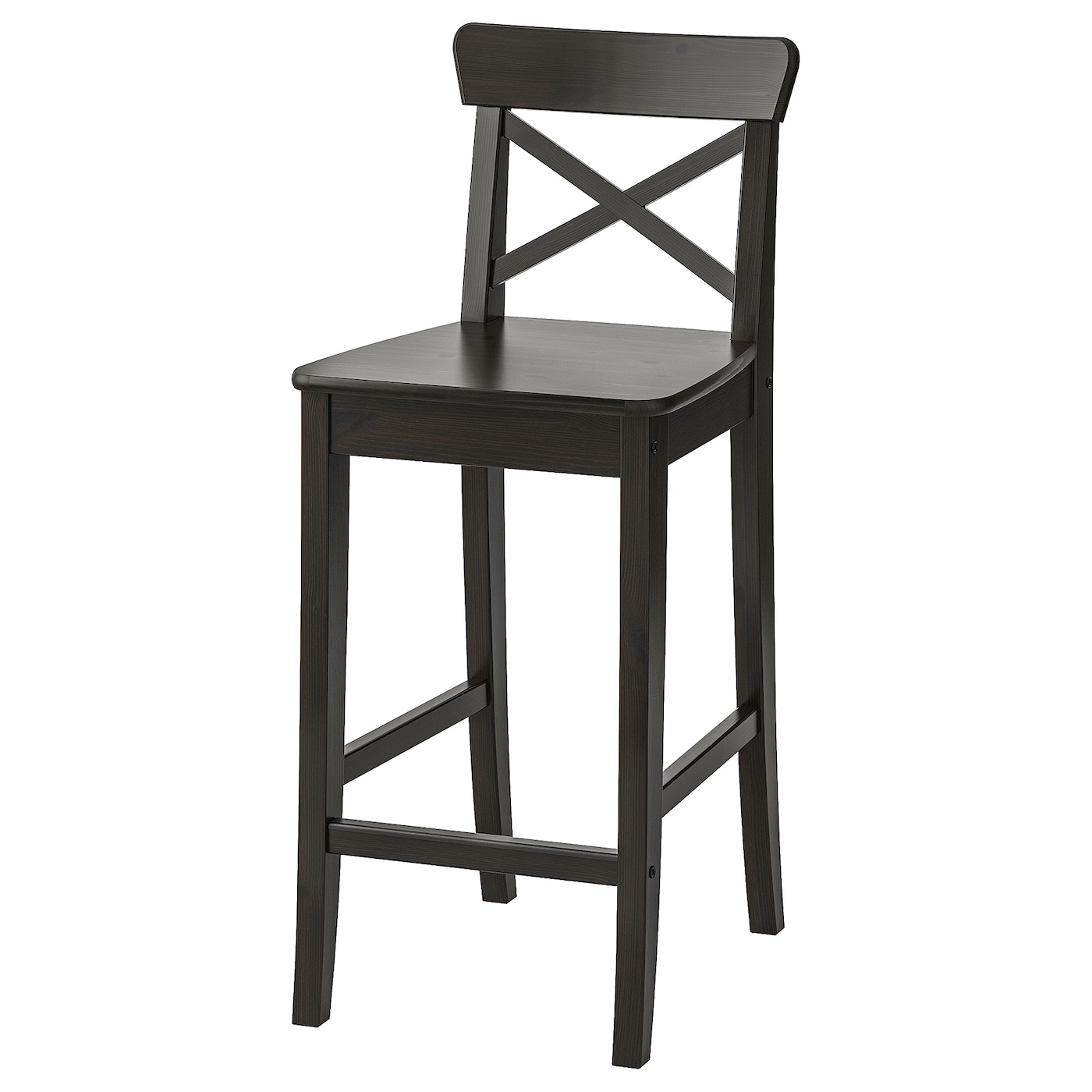 IKEA INGOLF Stołek barowy z oparciem, brązowoczarny, 63 cm