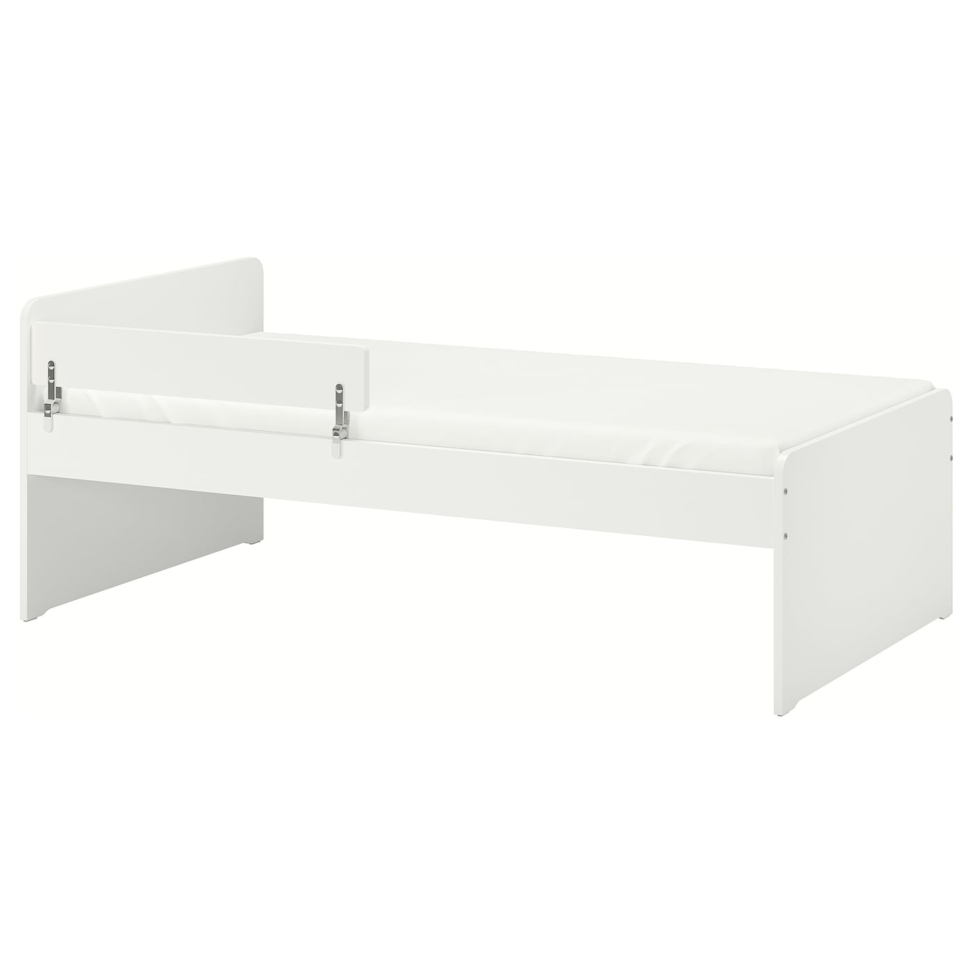 IKEA SLÄKT / NATTAPA rama łóżka z barierką ochronną+dno, biały, 90x200 cm