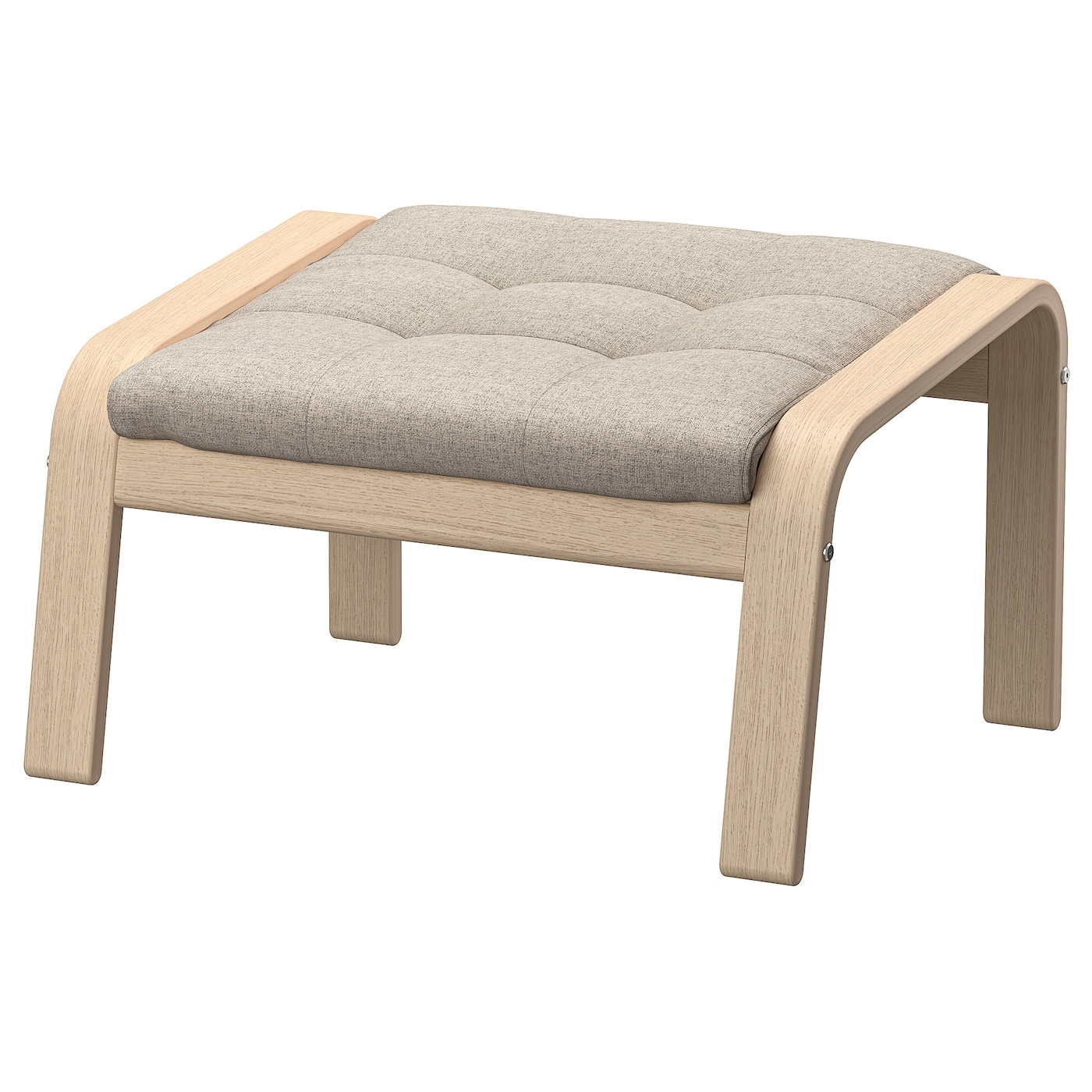 IKEA POÄNG podnóżek, okleina dębowa bejcowana na biało/Gunnared beżowy, Szerokość: 68 cm