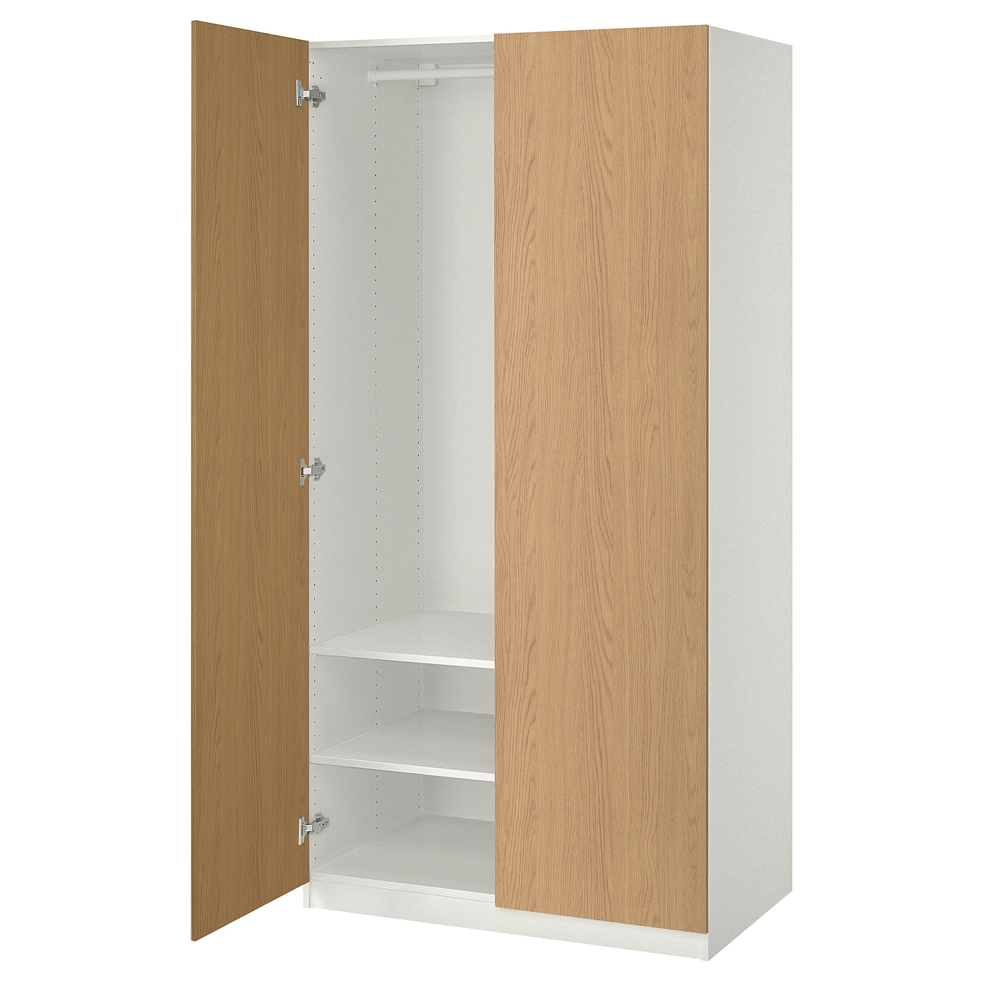 IKEA PAX / STORKLINTA kombinacja szafy, biały/imit. dębu, 100x60x201 cm