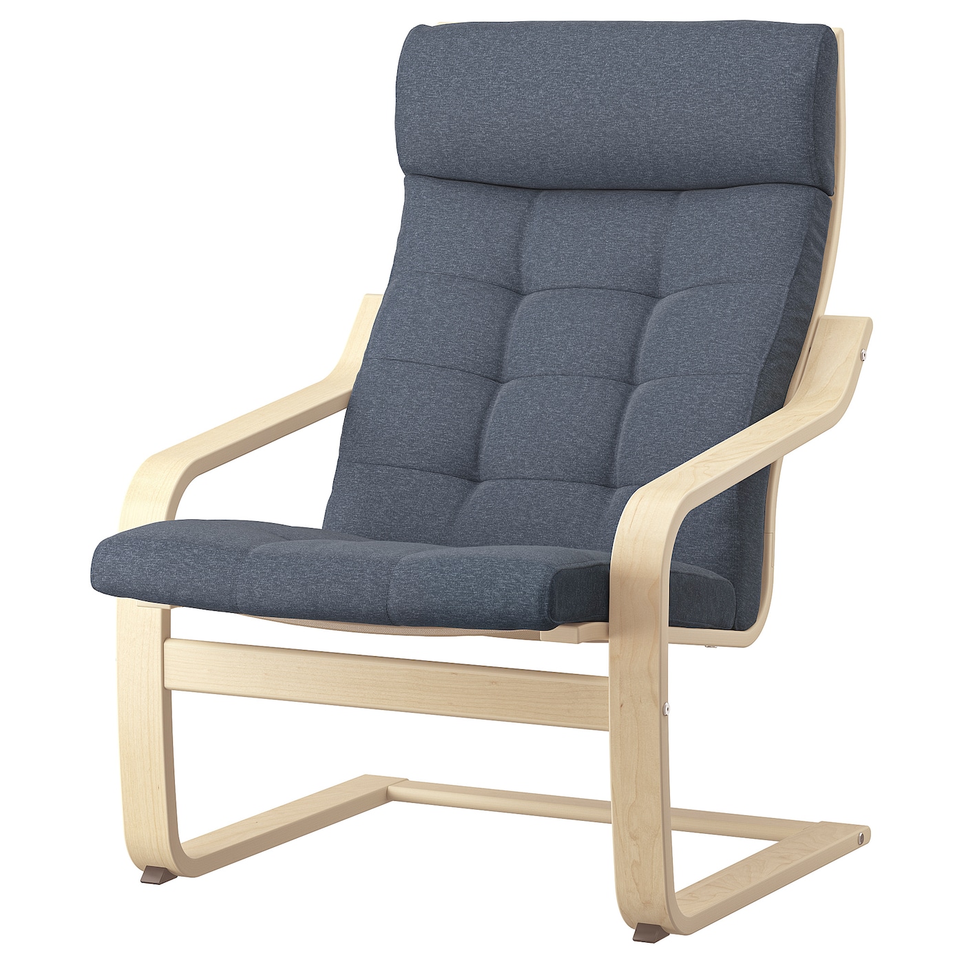 IKEA POÄNG fotel, okl brzoz/Gunnared niebieski, Szerokość: 68 cm