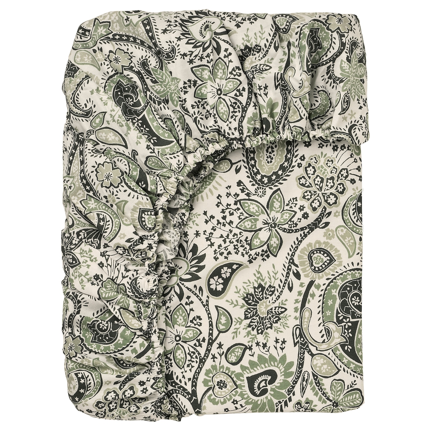 IKEA RODGERSIA prześcieradło z gumką, zielony/biały, 160x200 cm
