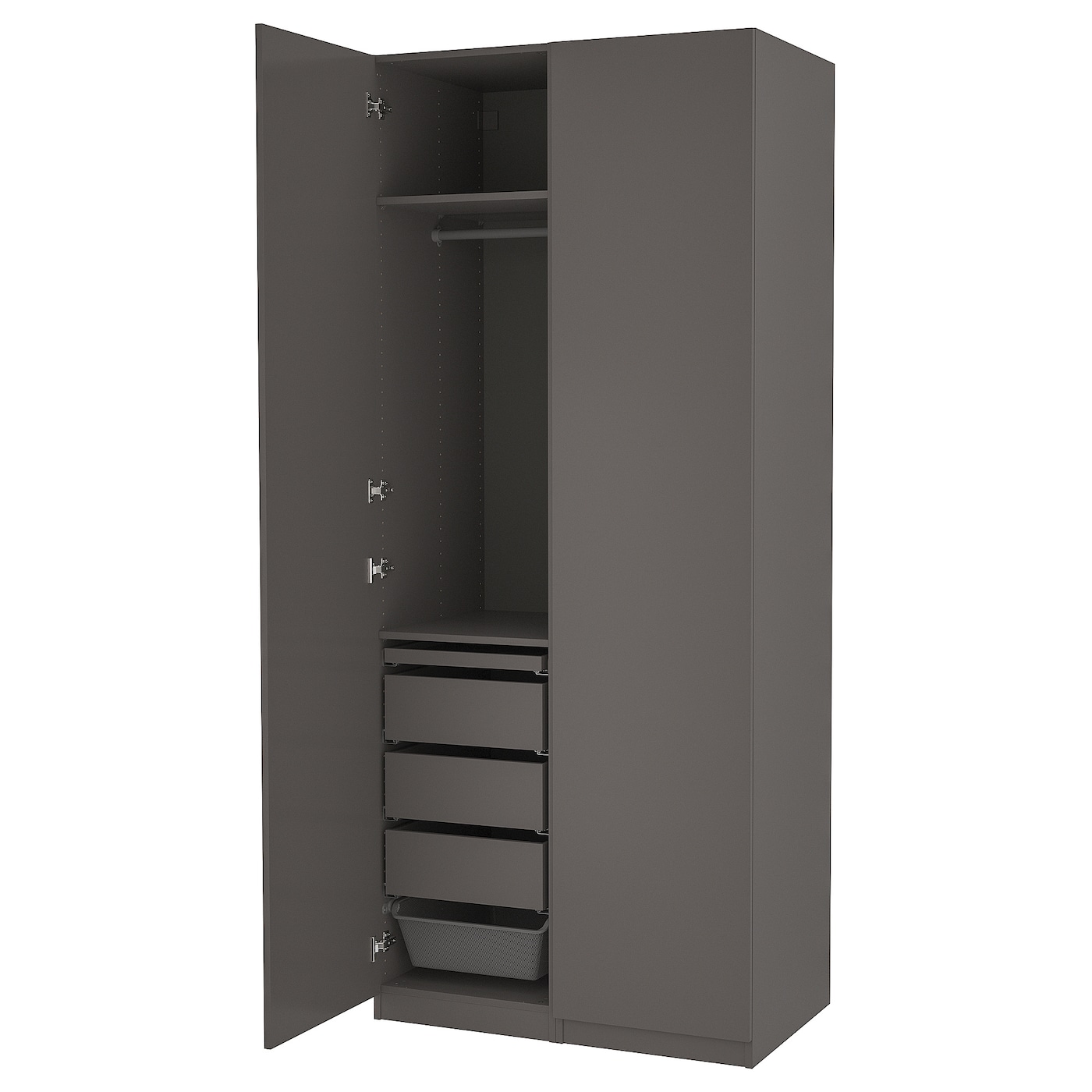 IKEA PAX / FORSAND kombinacja szafy, ciemnoszary/ciemnoszary, 100x60x236 cm