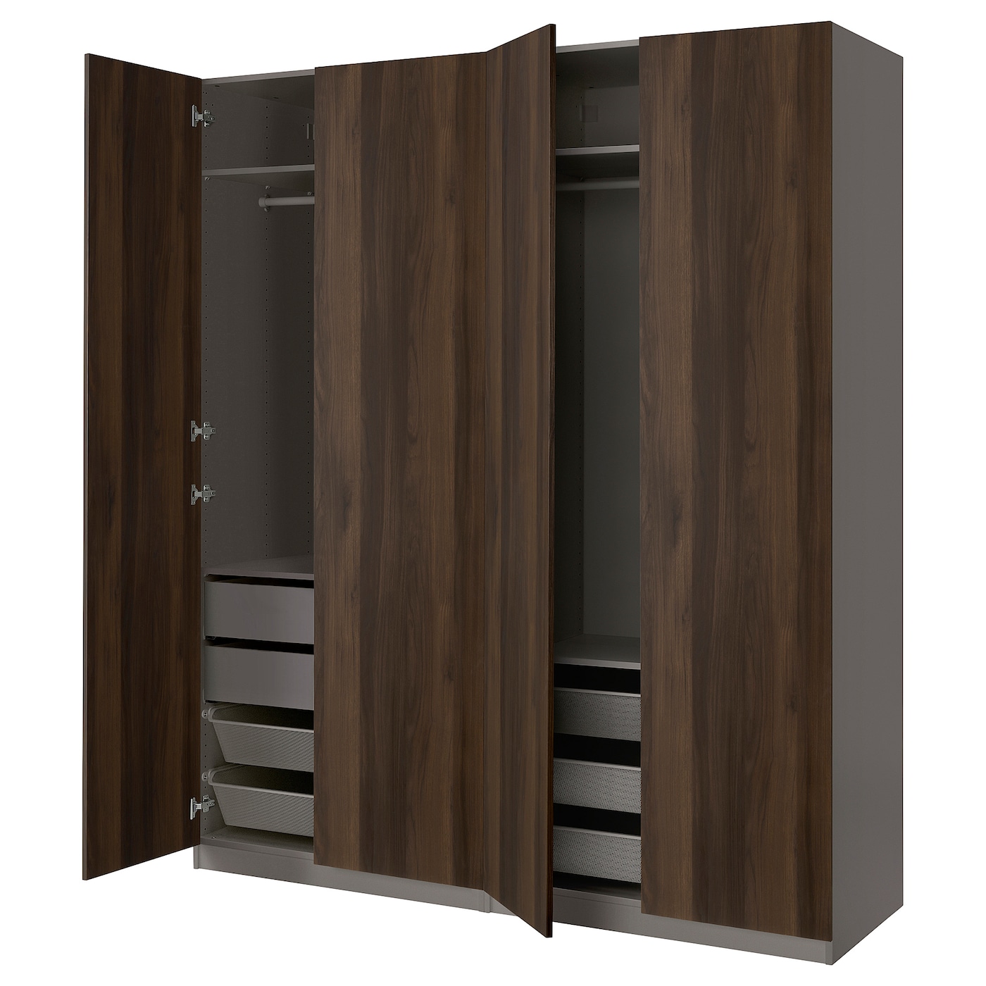 IKEA PAX / STORKLINTA kombinacja szafy, ciemnoszary/ciemnobrązowy bejcowany dąb, imitacja, 200x66x236 cm