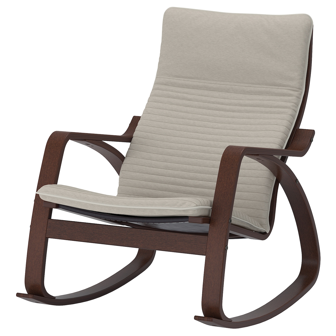 IKEA POÄNG krzesło bujane, brązowy/Knisa jasnobeżowy, Szerokość: 68 cm