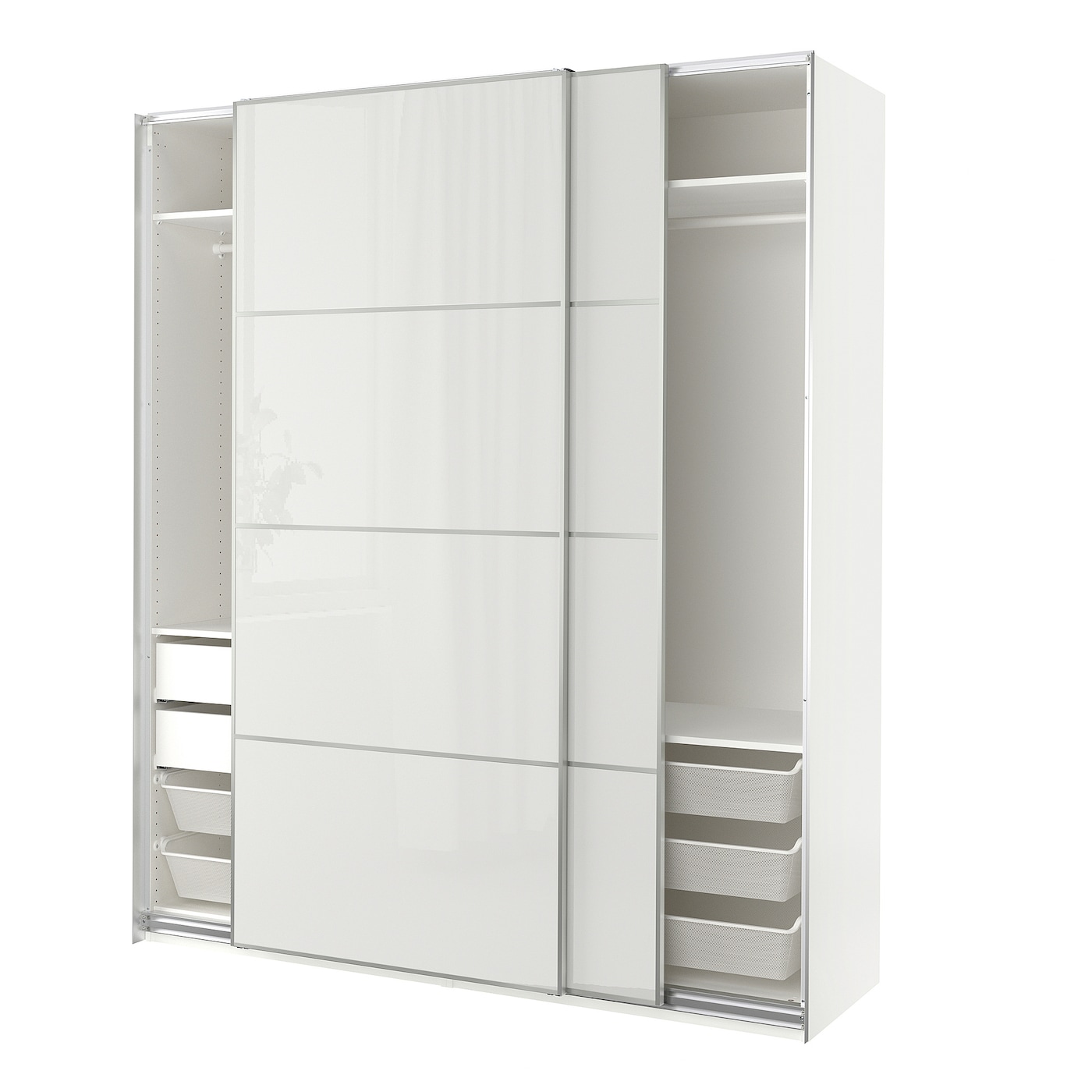 IKEA PAX / HOKKSUND kombinacja szafy, biały/połysk jasnoszary, 200x66x236 cm