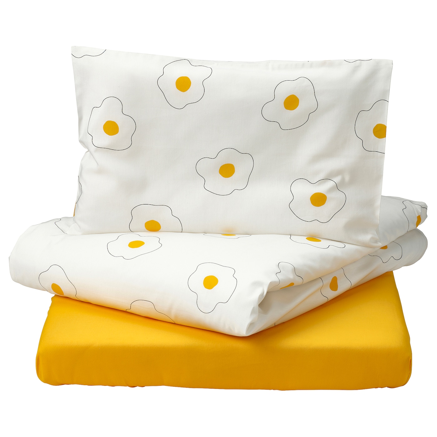 IKEA ÖGONLOCKSMAL komplet pościeli do łóżeczka, 3 el, kwiat biały/żółty, 60x120 cm