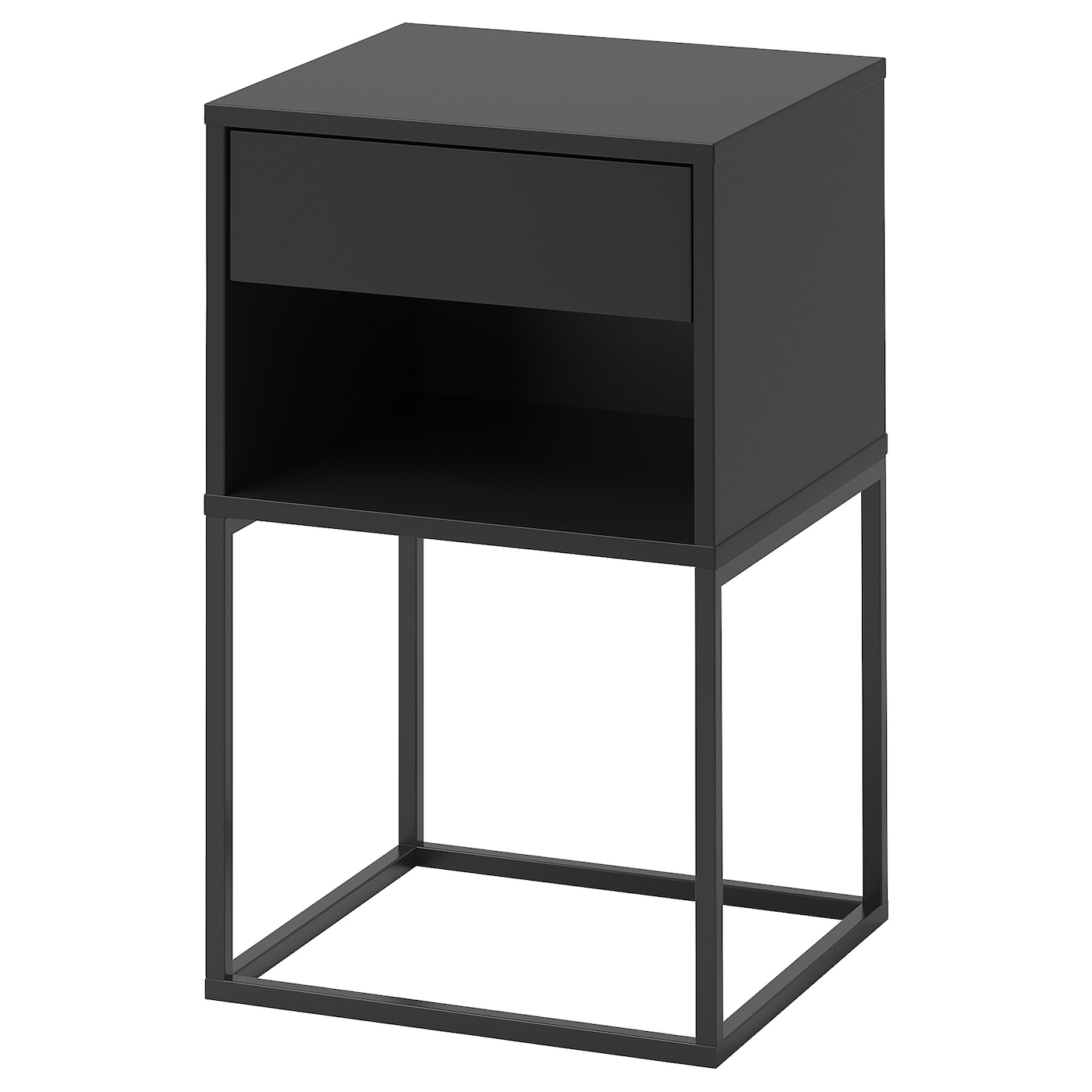 IKEA VIKHAMMER stolik nocny, czarny, 40x39 cm