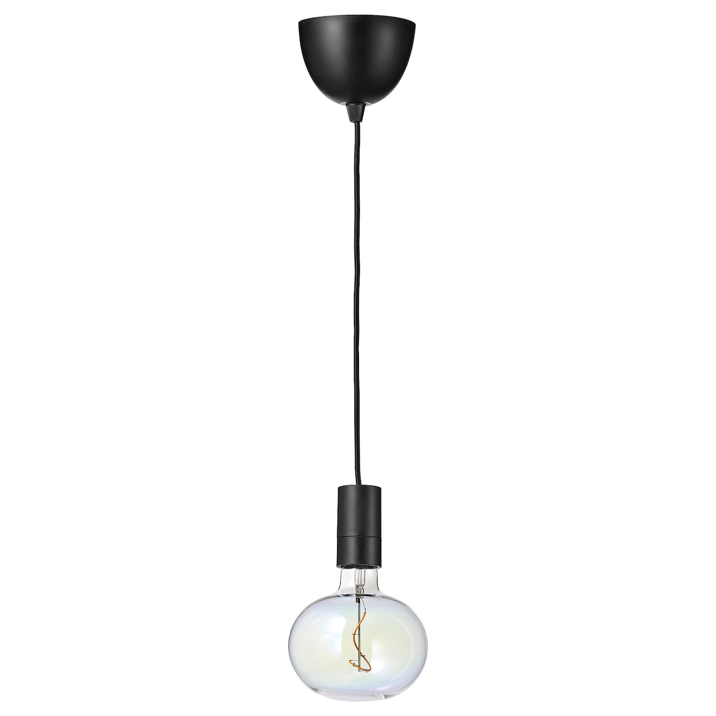 IKEA SUNNEBY / MOLNART lampa wisząca z żarówką, czarny/w kształcie elipsy wielobarwny
