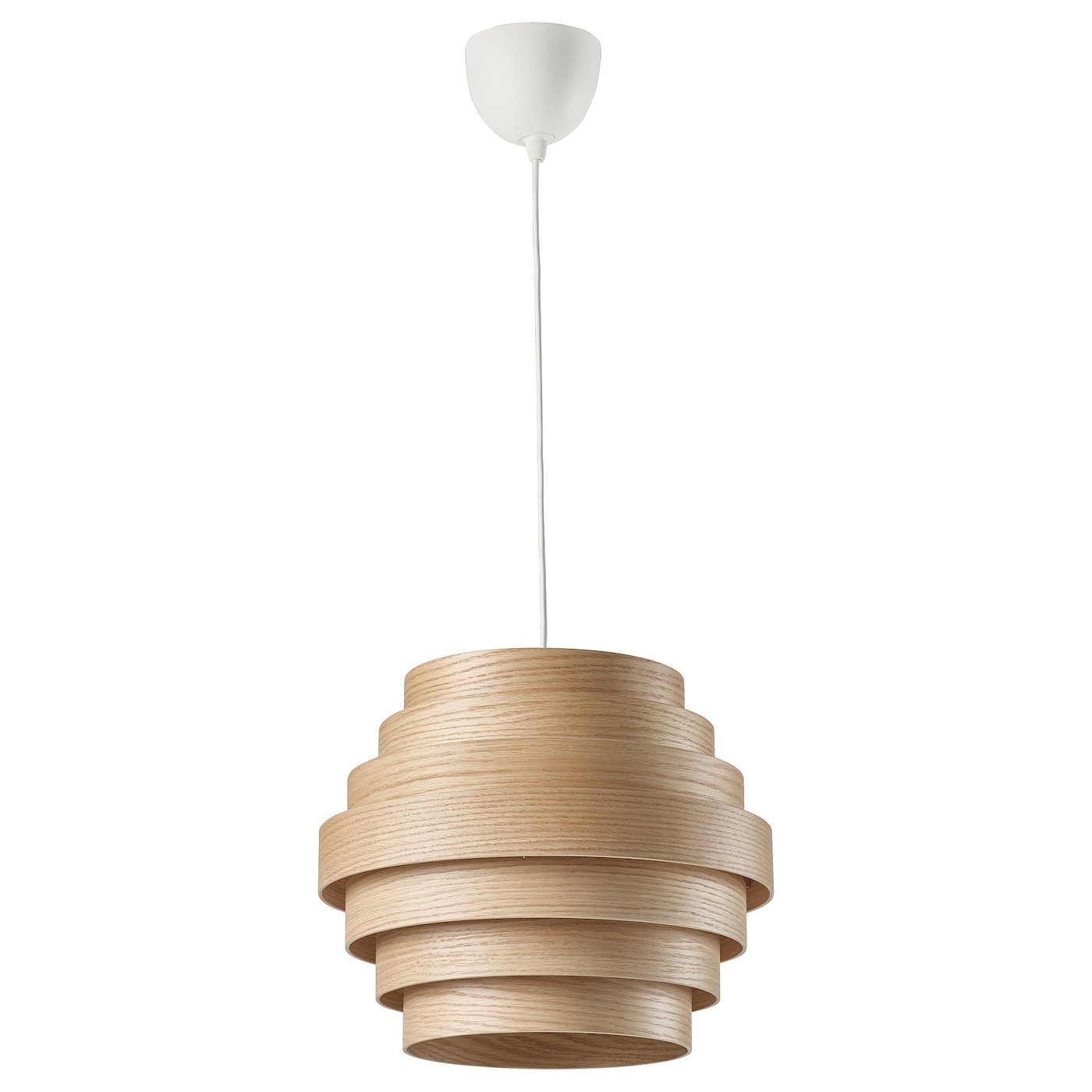 IKEA DYKARKLOCKA / HEMMA lampa wisząca, okleina dębowa bejcowana na biało/biały, 40 cm
