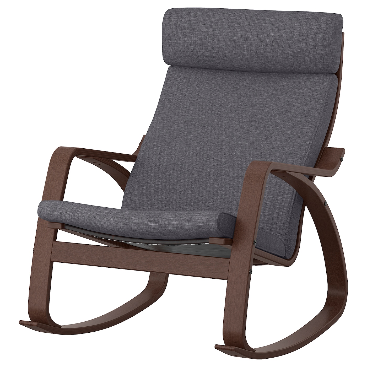 IKEA POÄNG krzesło bujane, brązowy/Skiftebo ciemnoszary, Szerokość: 68 cm