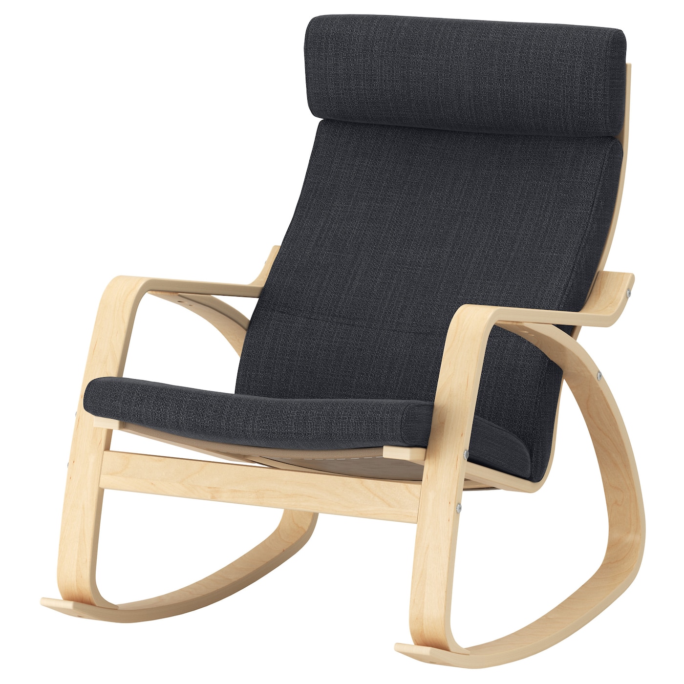 IKEA POÄNG krzesło bujane, okl brzoz/Hillared antracyt, Szerokość: 68 cm