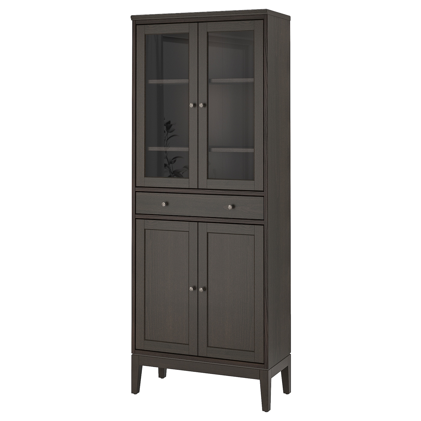 IKEA IDANÄS szafka wysoka drzw szkl/1 szuflada, ciemnobrązowy bejcowane, 81x39x211 cm