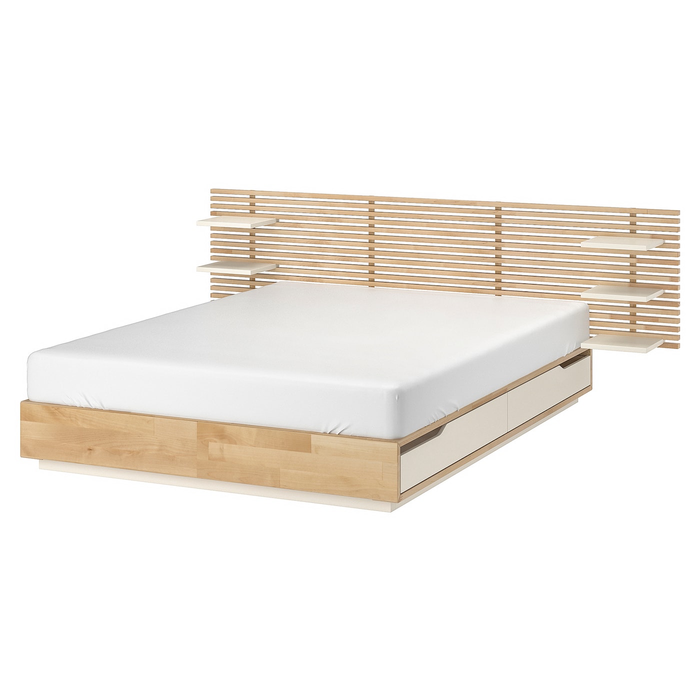 IKEA MANDAL rama łóżka z zagłówkiem, brzoza/biały, 160x200 cm