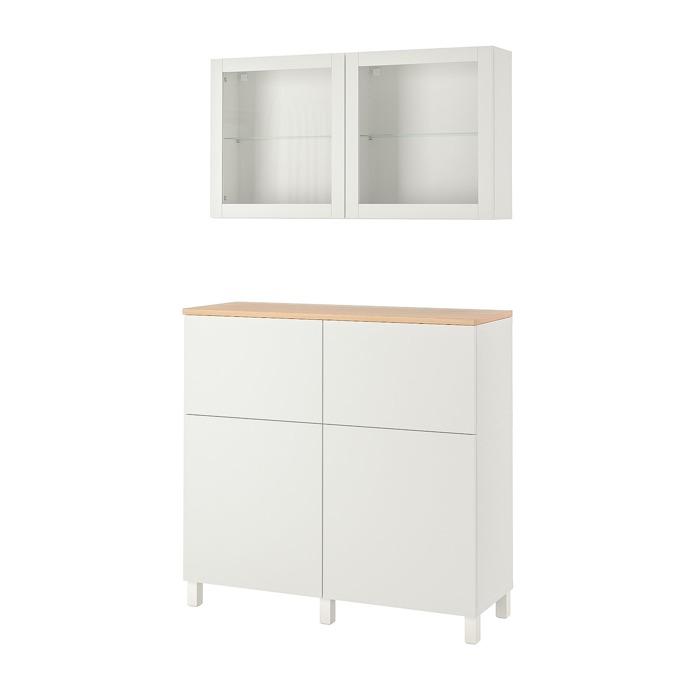 IKEA BESTÅ kombinacja regałowa z drzw/szuf, biały Lappviken/Sindvik/Stubbarp białe szkło przezroczyste, 120x42x240 cm