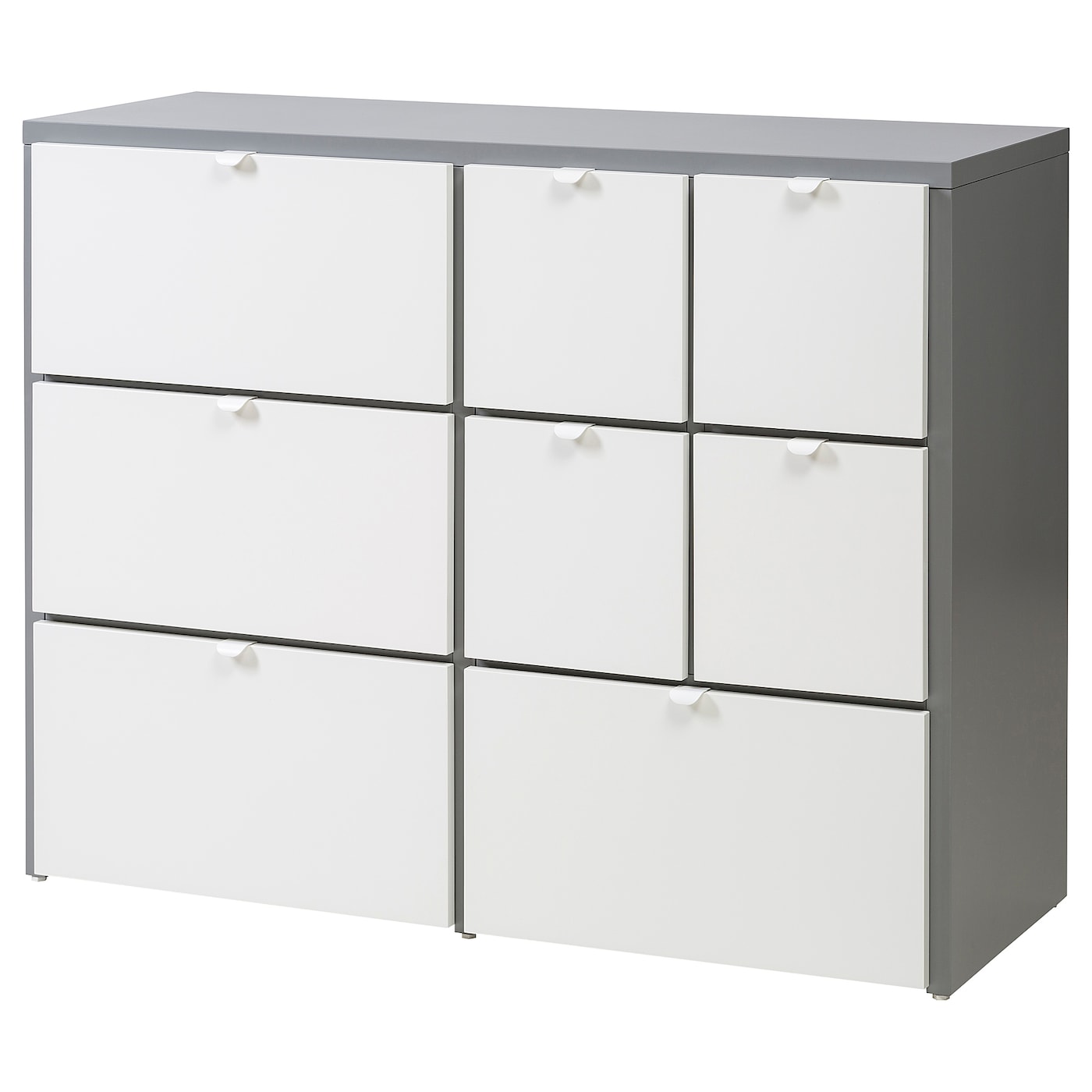 IKEA VISTHUS komoda, 8 szuflad, szary/biały, 122x96 cm