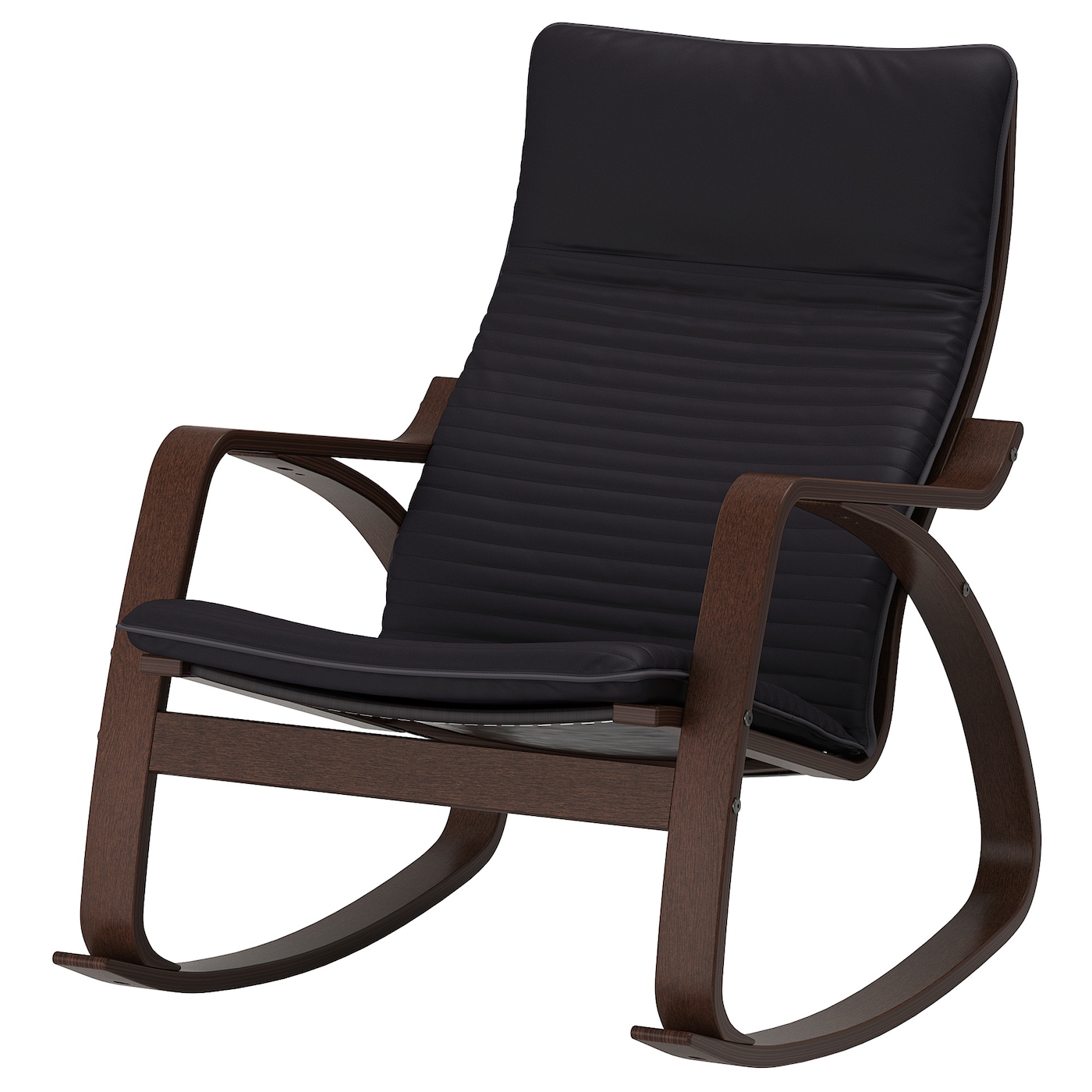 IKEA POÄNG krzesło bujane, brązowy/Knisa czarny, Szerokość: 68 cm