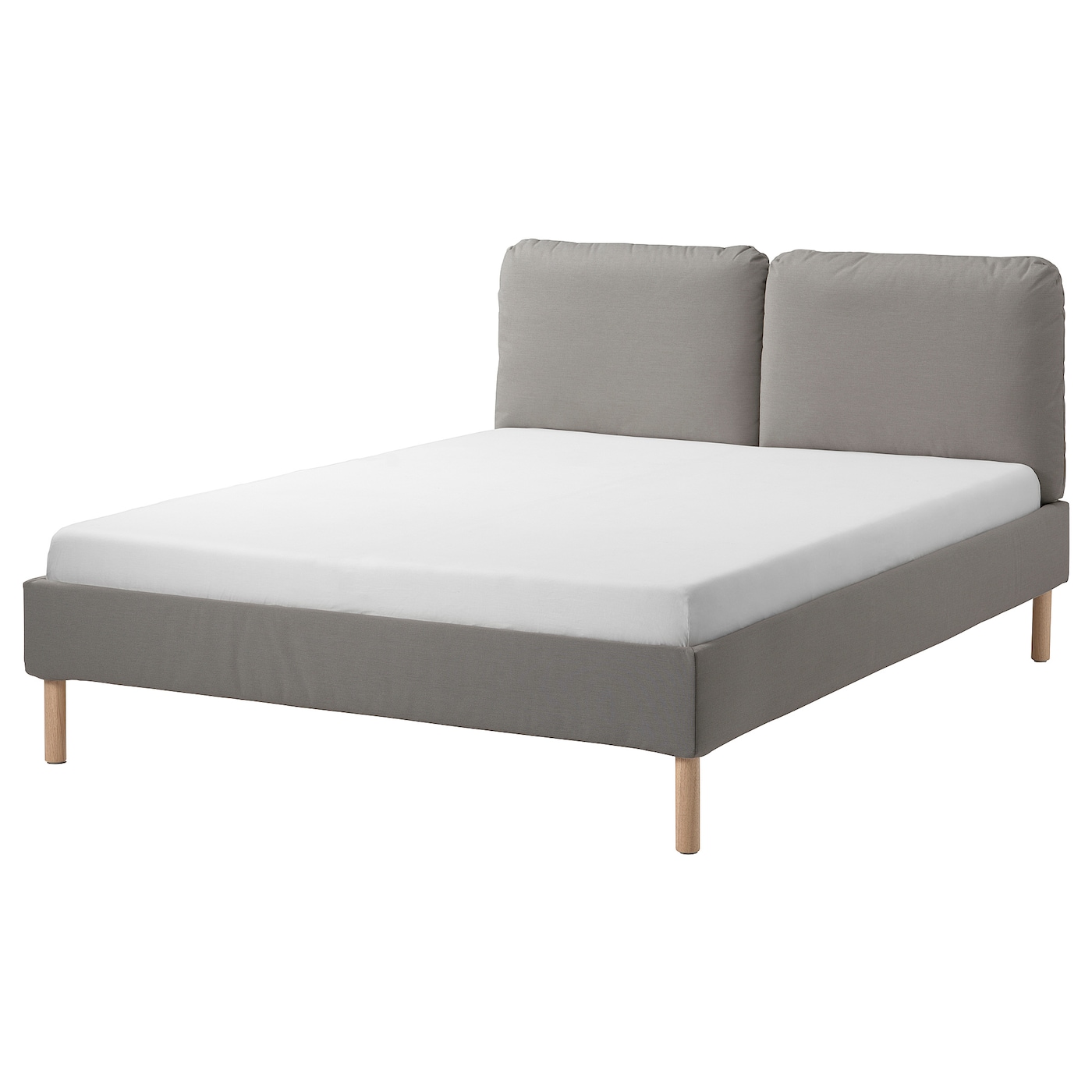 IKEA SAGESUND tapicerowana rama łóżka, Diseröd brązowy/Leirsund, 140x200 cm