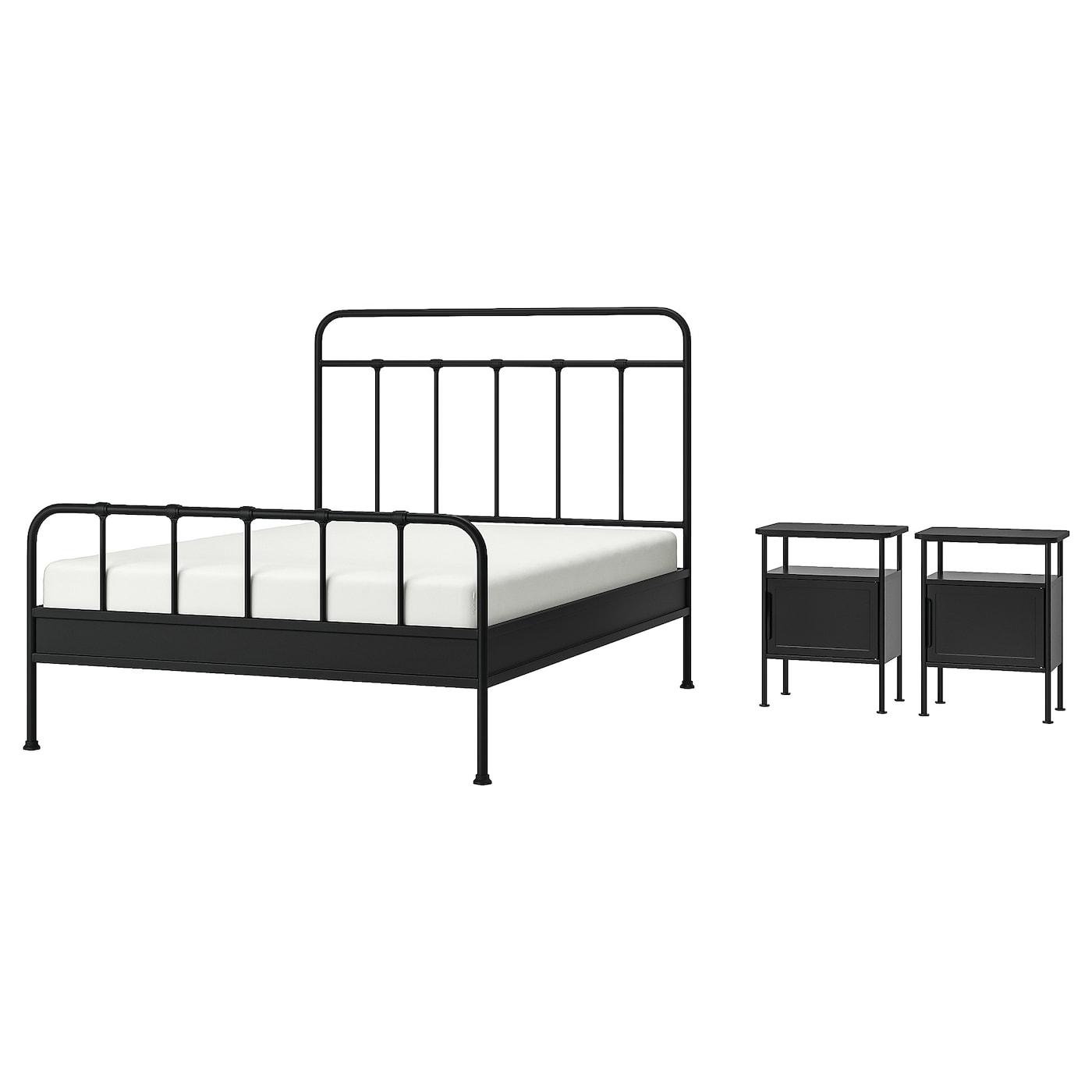 IKEA STJÄRNÖ / GRÅFJÄLLET zestaw mebli do sypialni 3 szt, antracyt, 140x200 cm