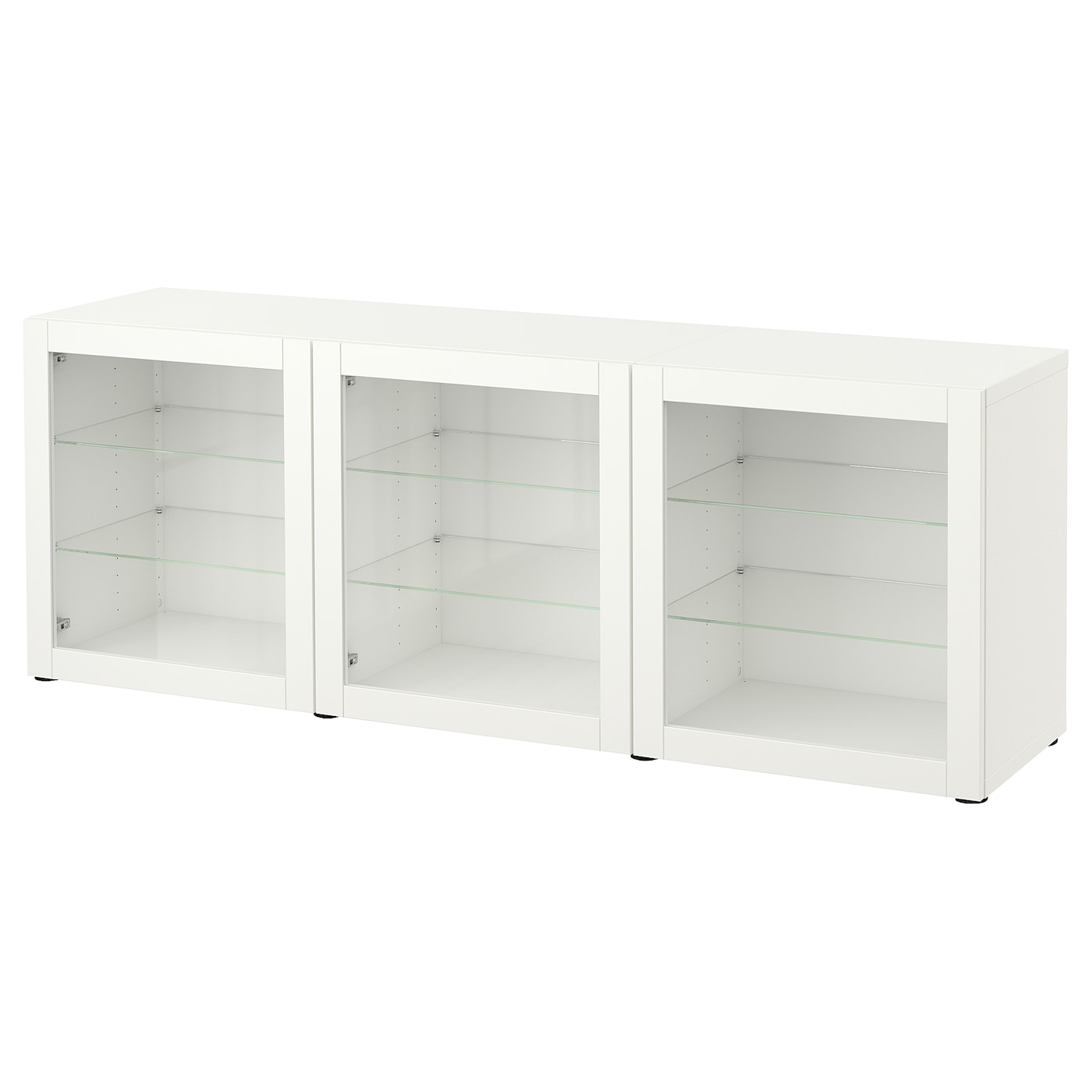 IKEA BESTÅ kombinacja z drzwiami, biały/Sindvik białe szkło przezroczyste, 180x42x65 cm