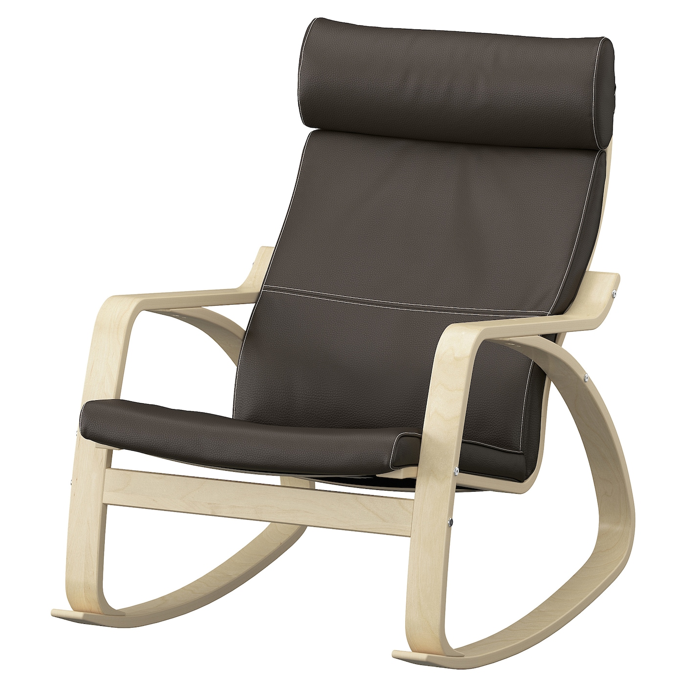 IKEA POÄNG krzesło bujane, okl brzoz/Glose ciemnobrązowy, Szerokość: 68 cm