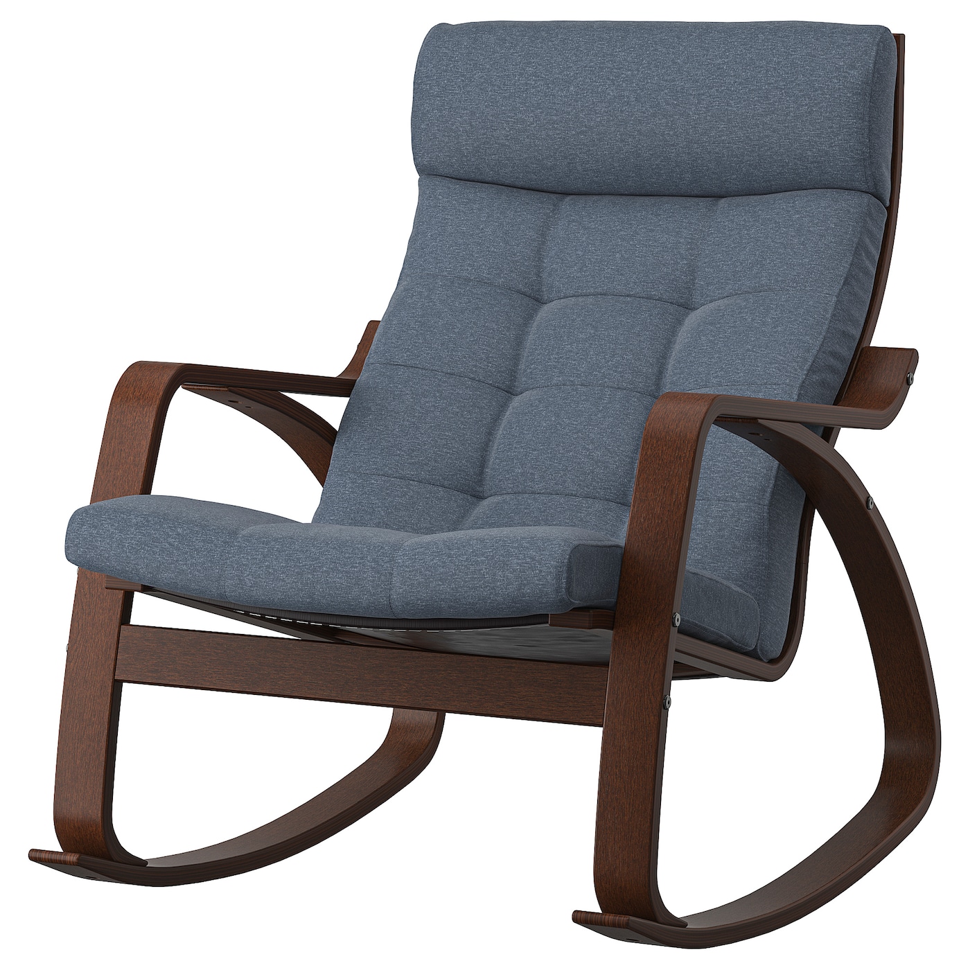 IKEA POÄNG krzesło bujane, brązowy/Gunnared niebieski, Szerokość: 68 cm