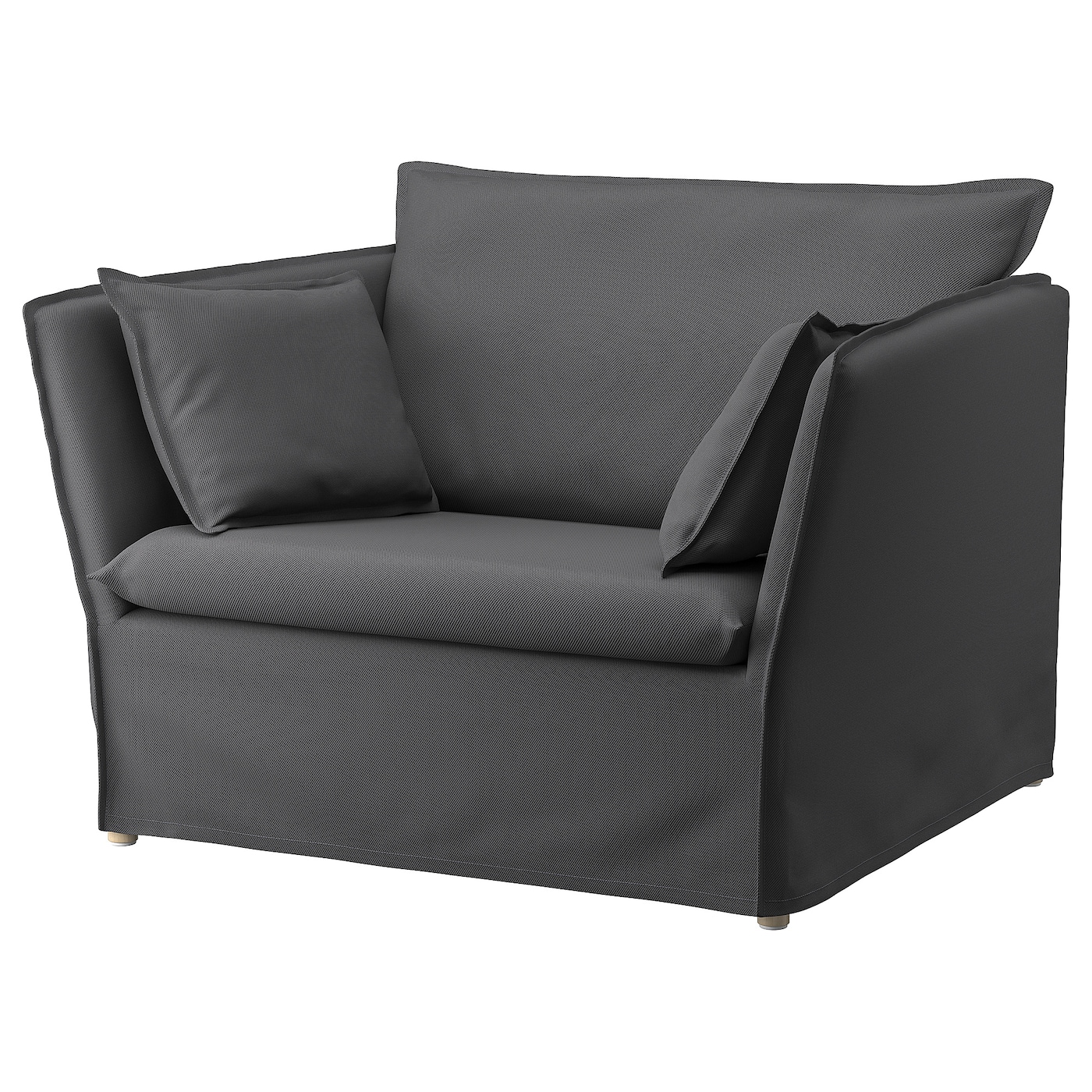 IKEA BACKSÄLEN fotel 1,5 osobowy, Hallarp szary, Głębokość siedziska: 60 cm