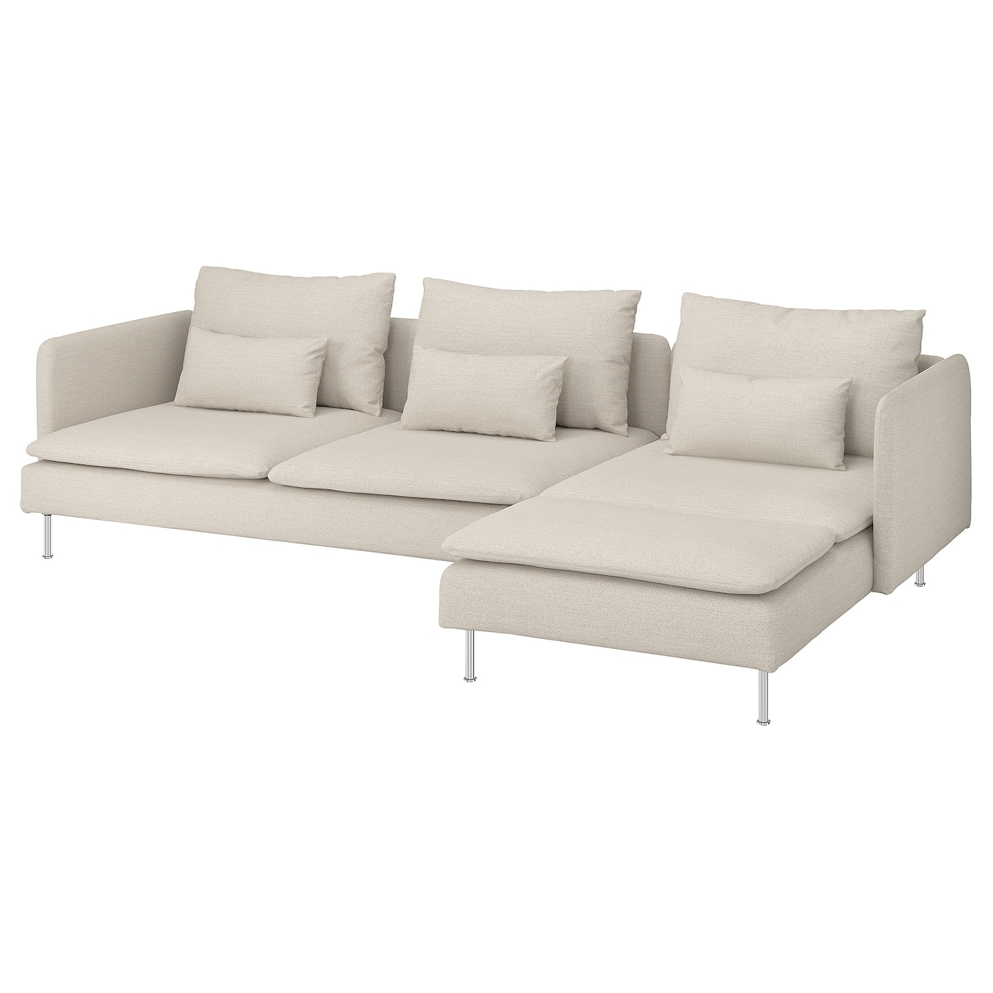 IKEA SÖDERHAMN sofa 4-osobowa z szezlongiem, Gunnared beżowy, Szerokość: 291 cm