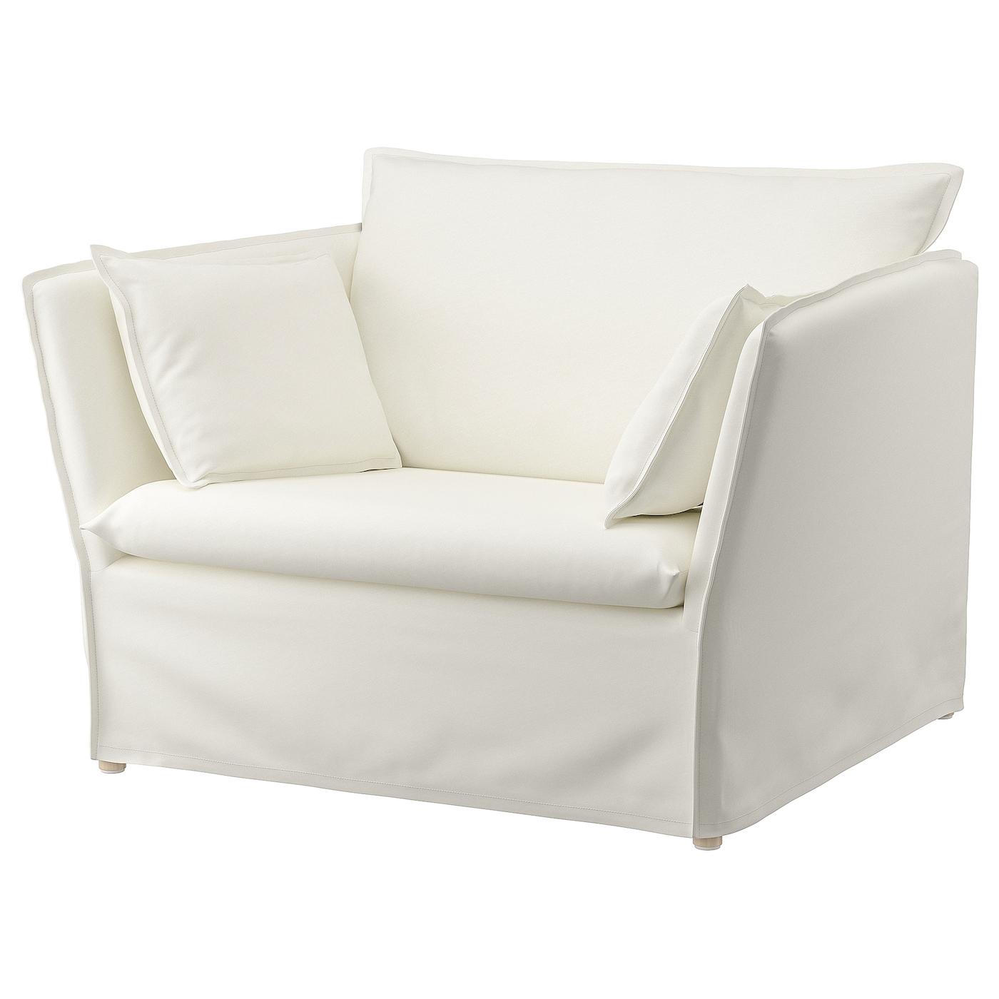 IKEA BACKSÄLEN fotel 1,5 osobowy, Blekinge biały, Głębokość siedziska: 60 cm