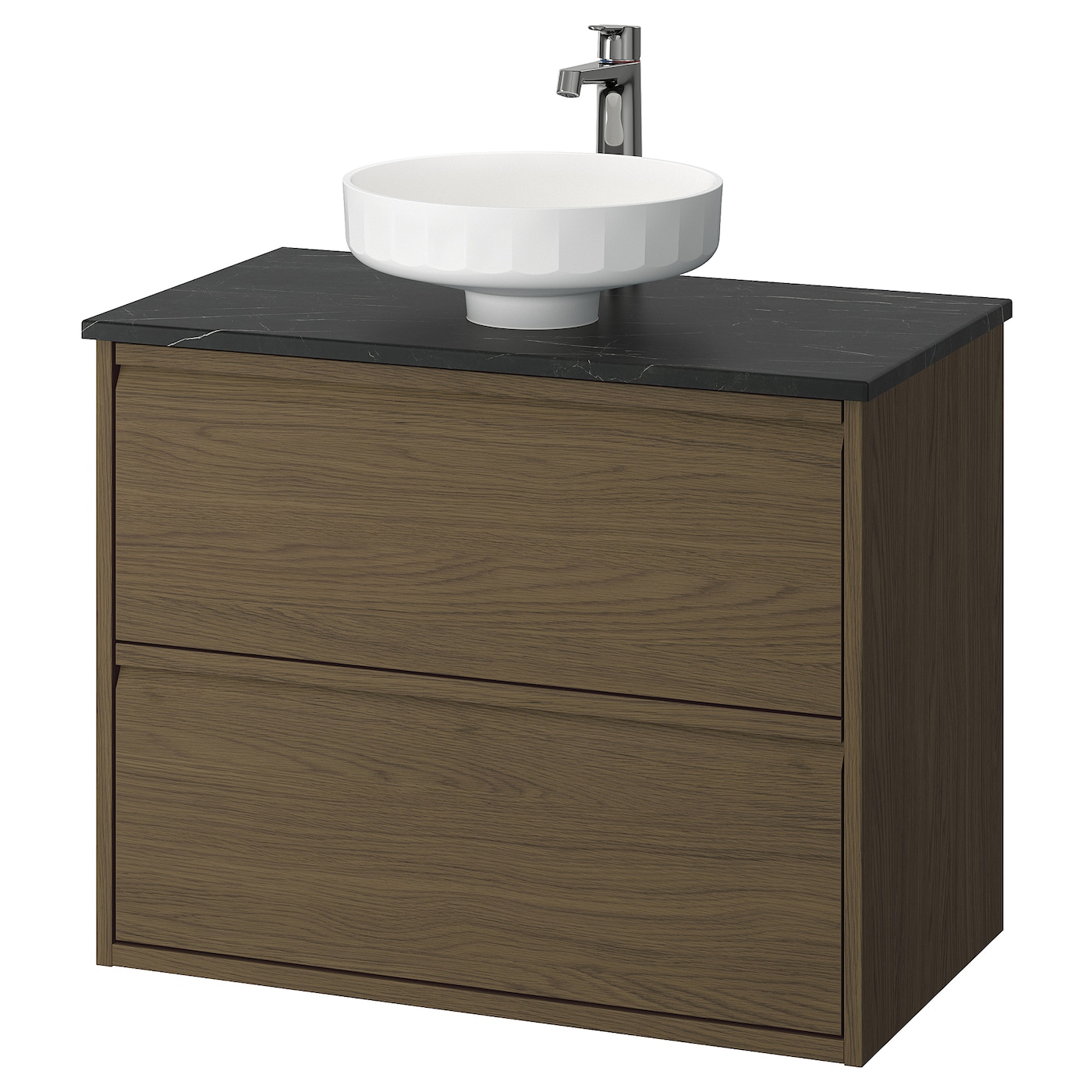 IKEA ÄNGSJÖN / LERSJÖN szaf umyw z szufladami/umyw/bateria, brązowy imit. dębu, 82x49x79 cm