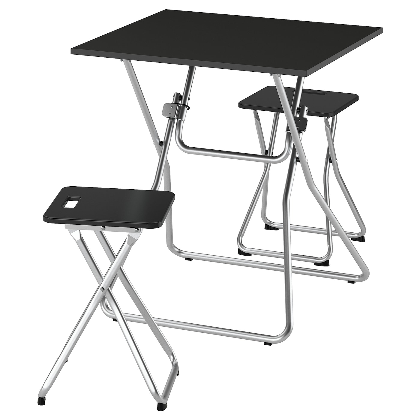 IKEA GUNDE / GUNDE stół i 2 stołki, składany czarny/składany czarny, 67x67 cm