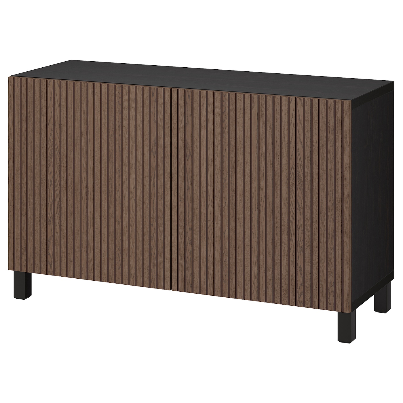 IKEA BESTÅ kombinacja z drzwiami, czarnybrąz Björköviken/Stubbarp/brązowy bejcowana okleina dębowa, 120x42x74 cm