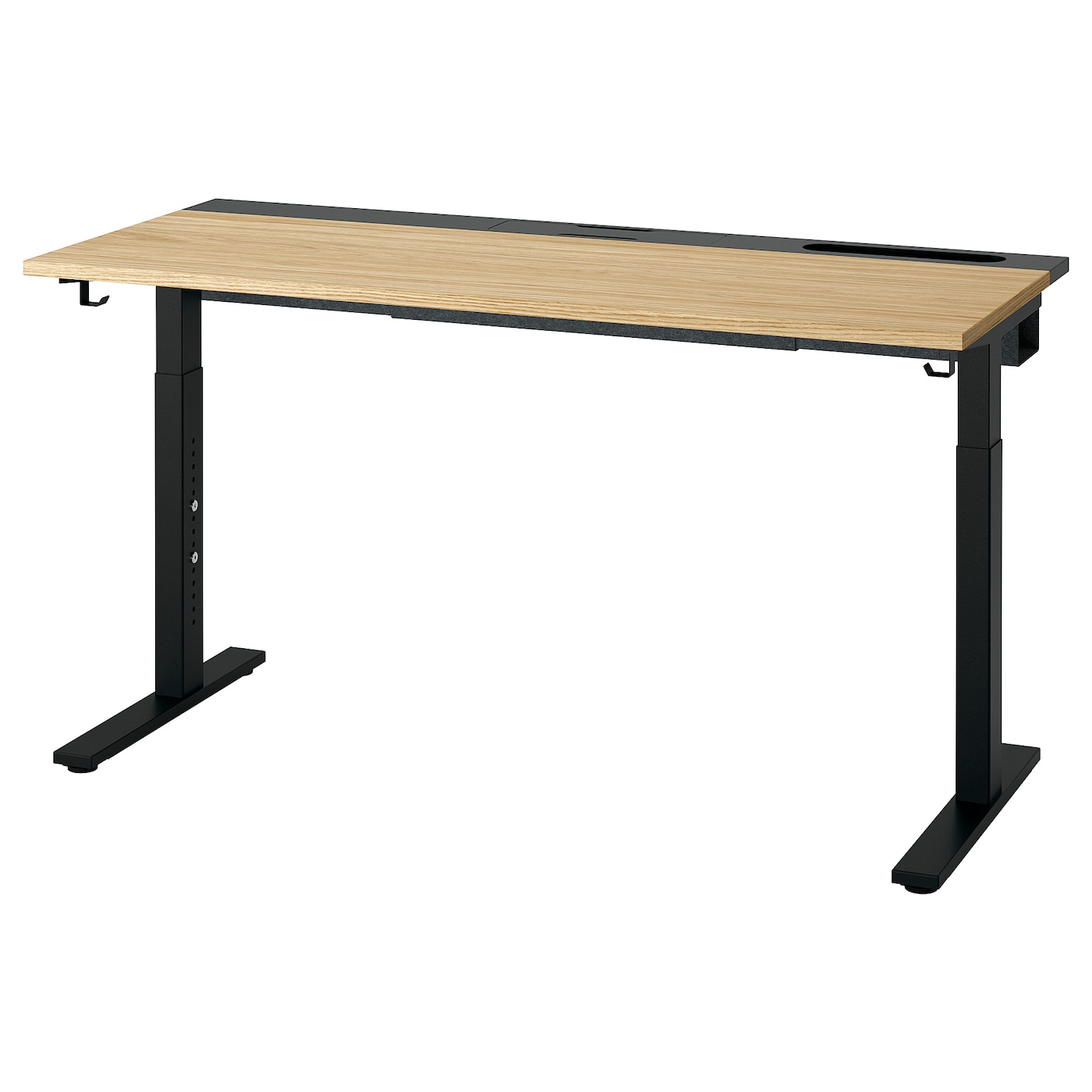 IKEA MITTZON biurko, okl dęb/czarny, 140x60 cm