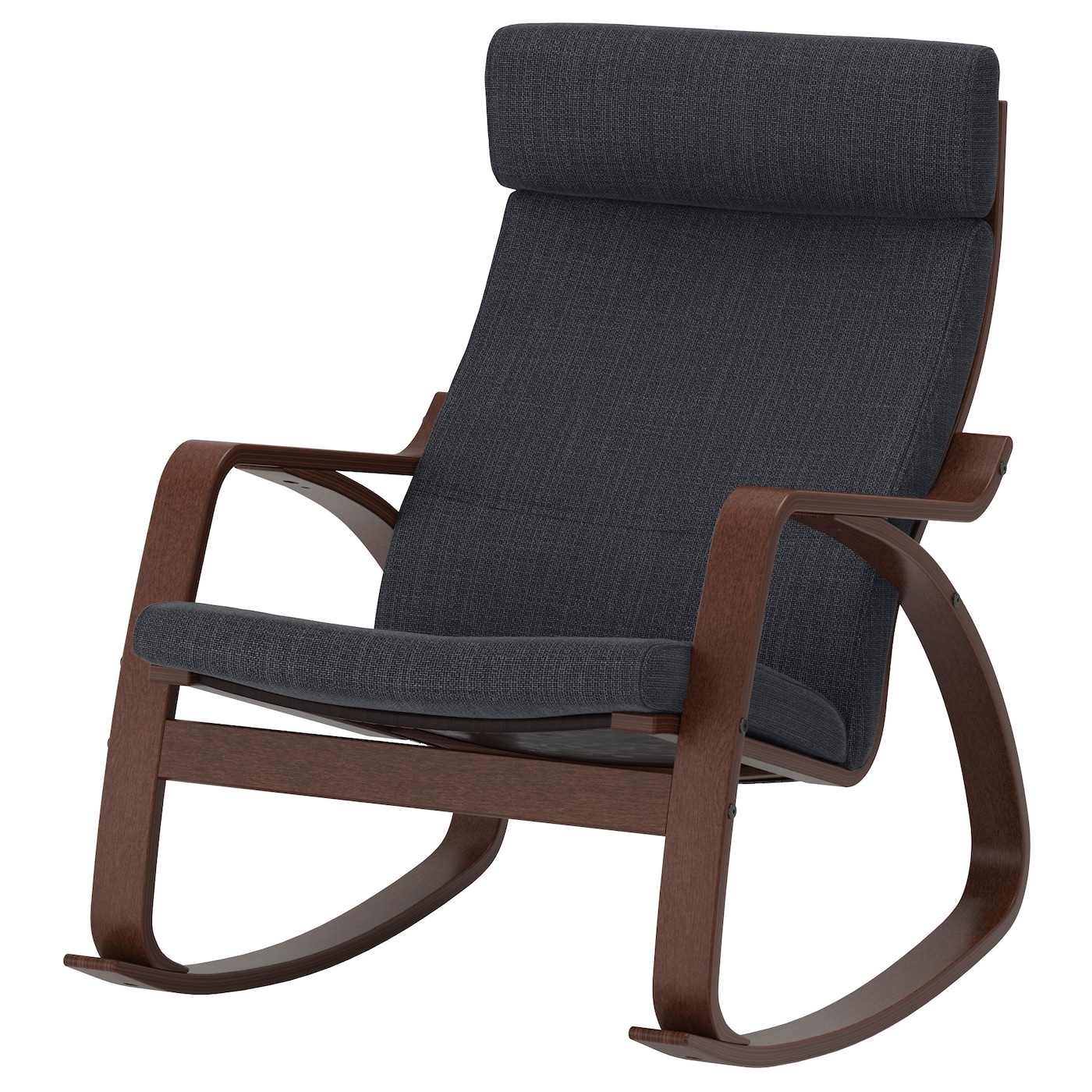 IKEA POÄNG krzesło bujane, brązowy/Hillared antracyt, Szerokość: 68 cm