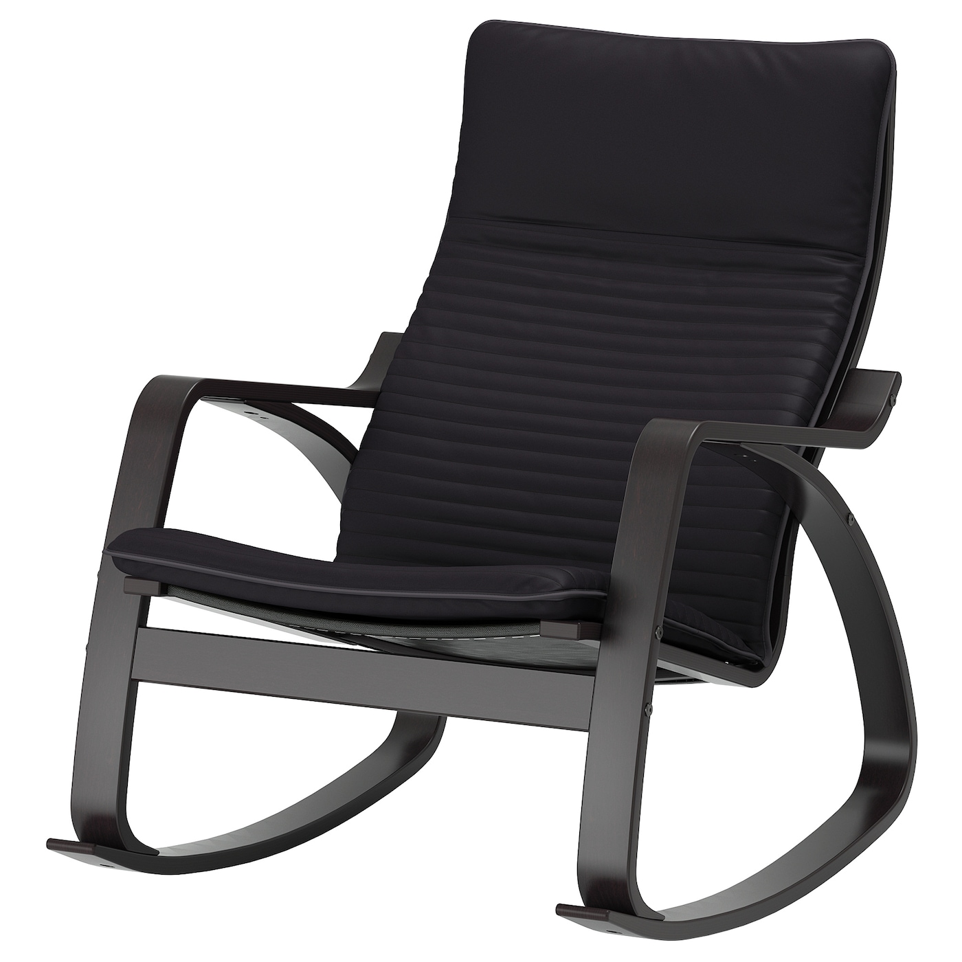 IKEA POÄNG krzesło bujane, czarnybrąz/Knisa czarny, Szerokość: 68 cm