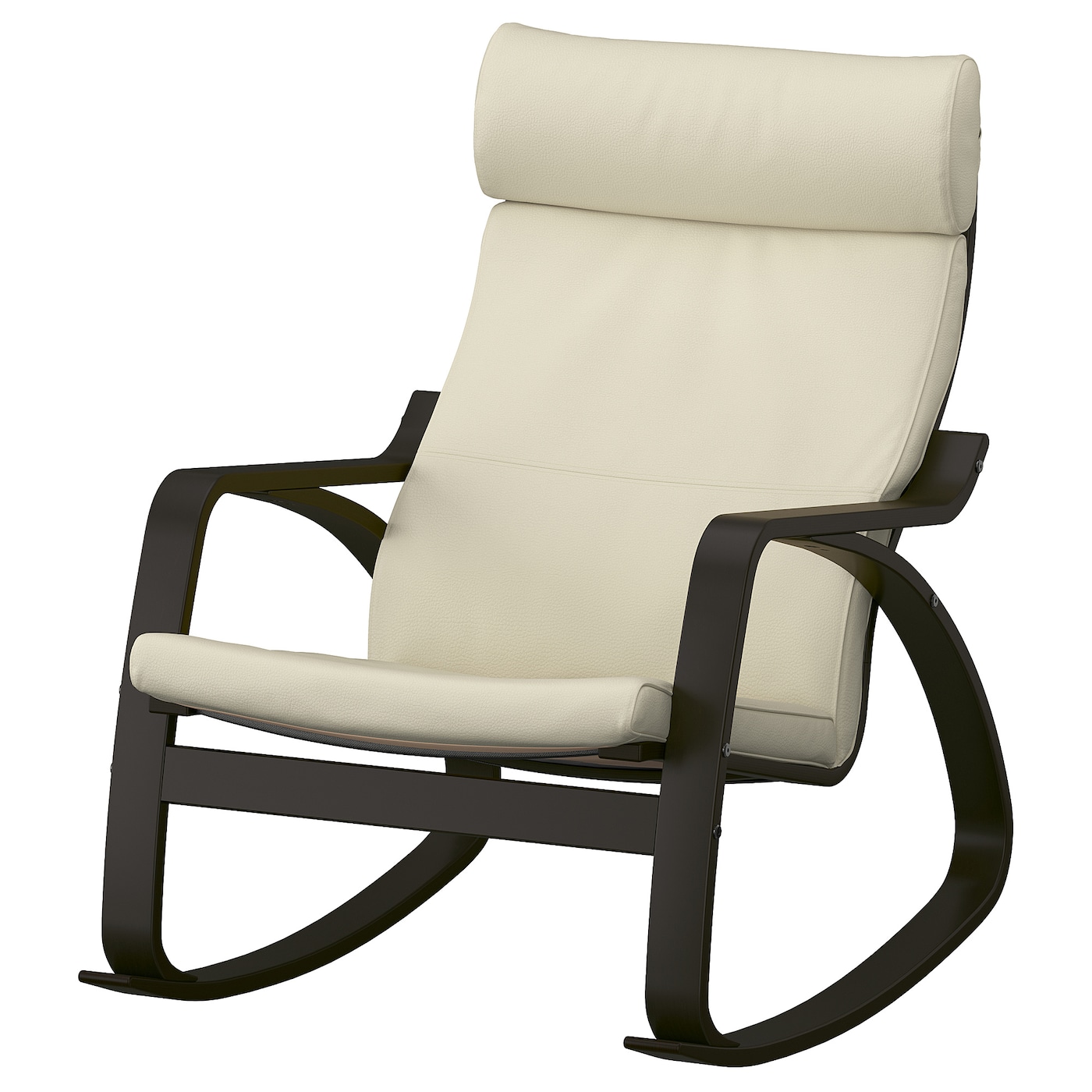 IKEA POÄNG krzesło bujane, czarnybrąz/Glose złamana biel, Szerokość: 68 cm