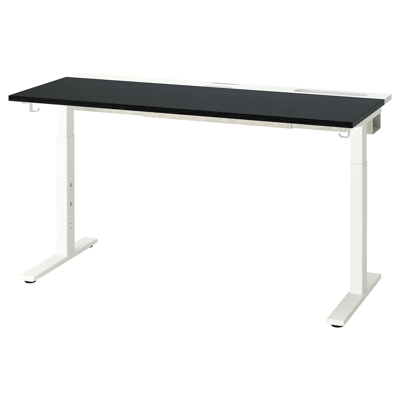 IKEA MITTZON biurko, okl jesionowa bejcowana na czarno/biały, 140x60 cm
