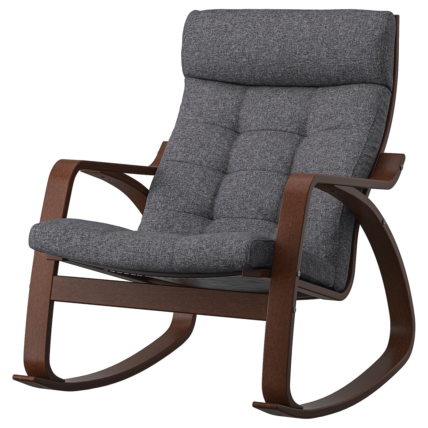 IKEA POÄNG krzesło bujane, brązowy/Gunnared ciemnoszary, Szerokość: 68 cm