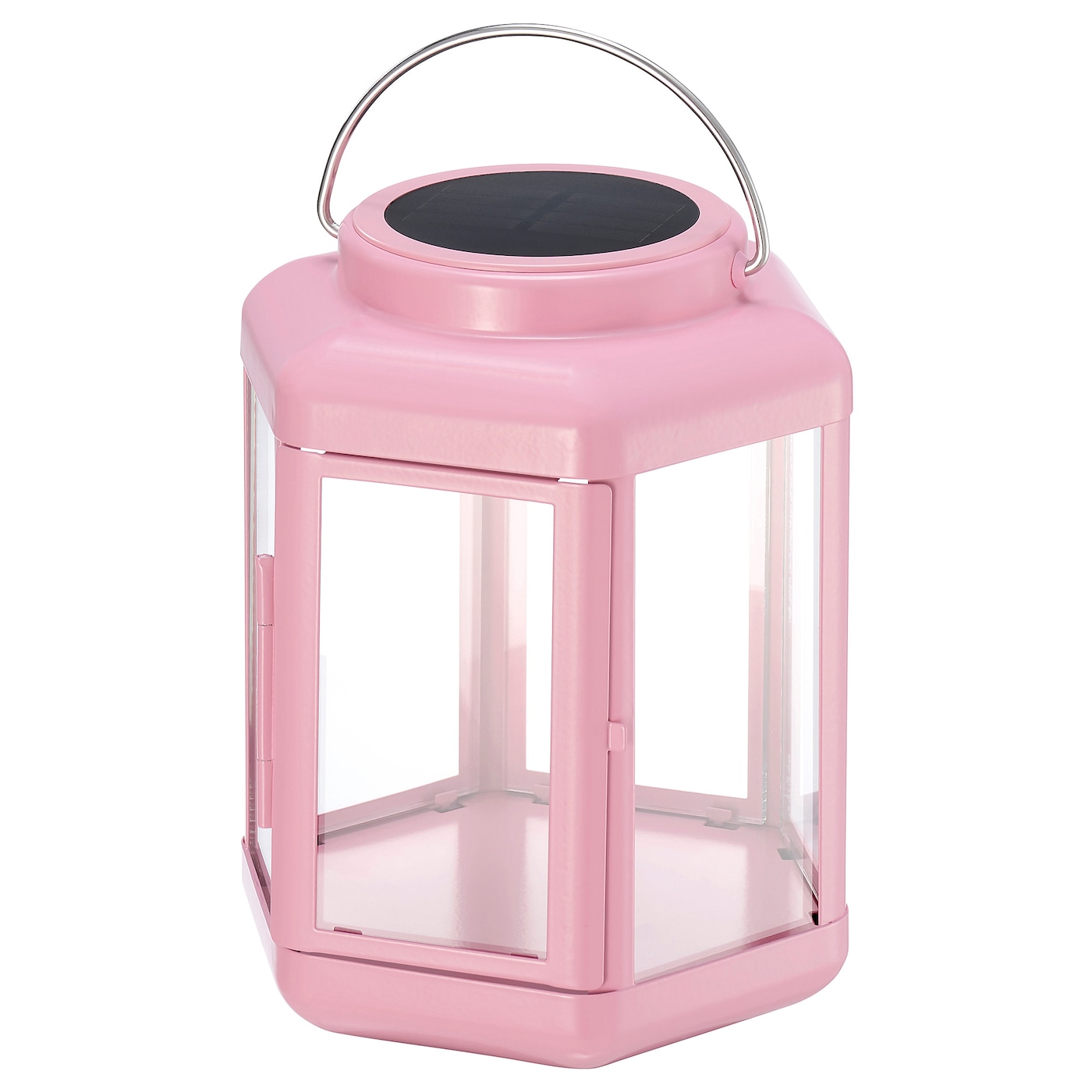 IKEA SOLVINDEN lampa stołowa na energię słon. LED, latarenka/różowy, 17 cm