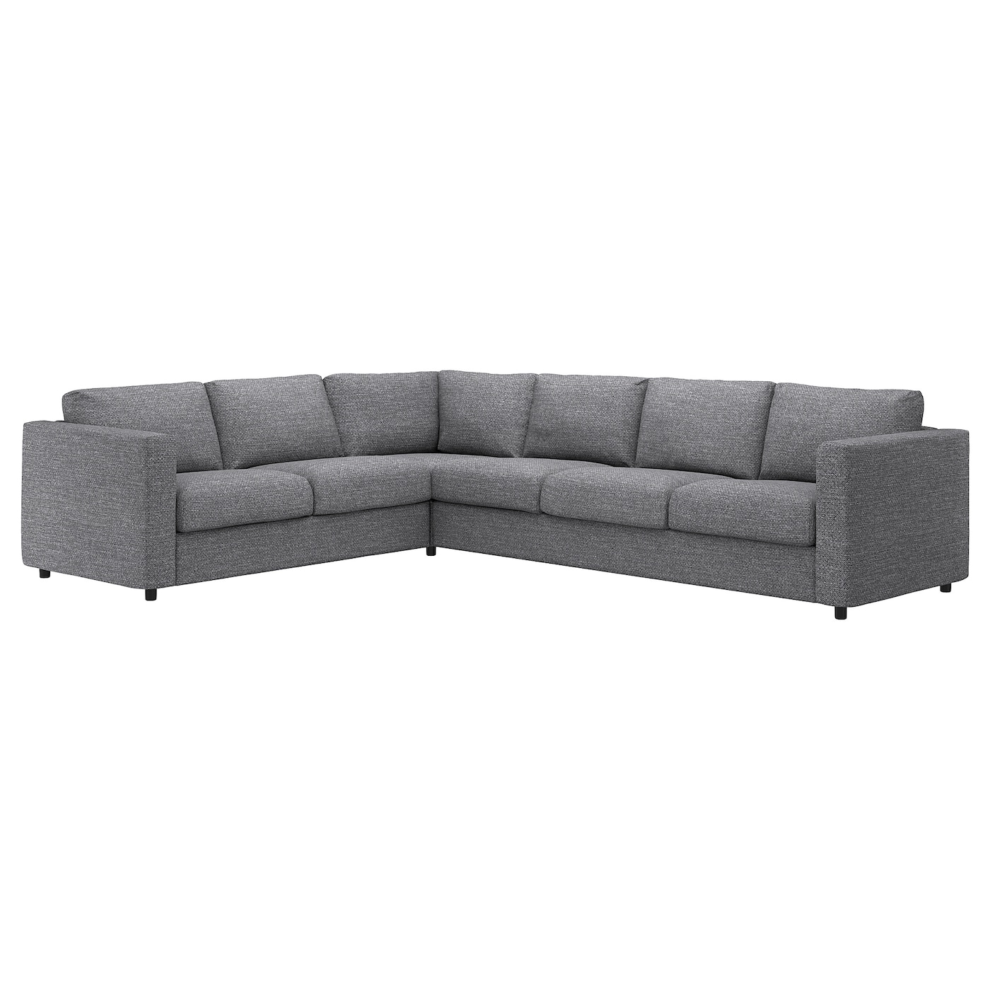 IKEA VIMLE sofa narożna 5-osobowa, Lejde szary-czarny, Wysokość z poduchami oparcia: 83 cm