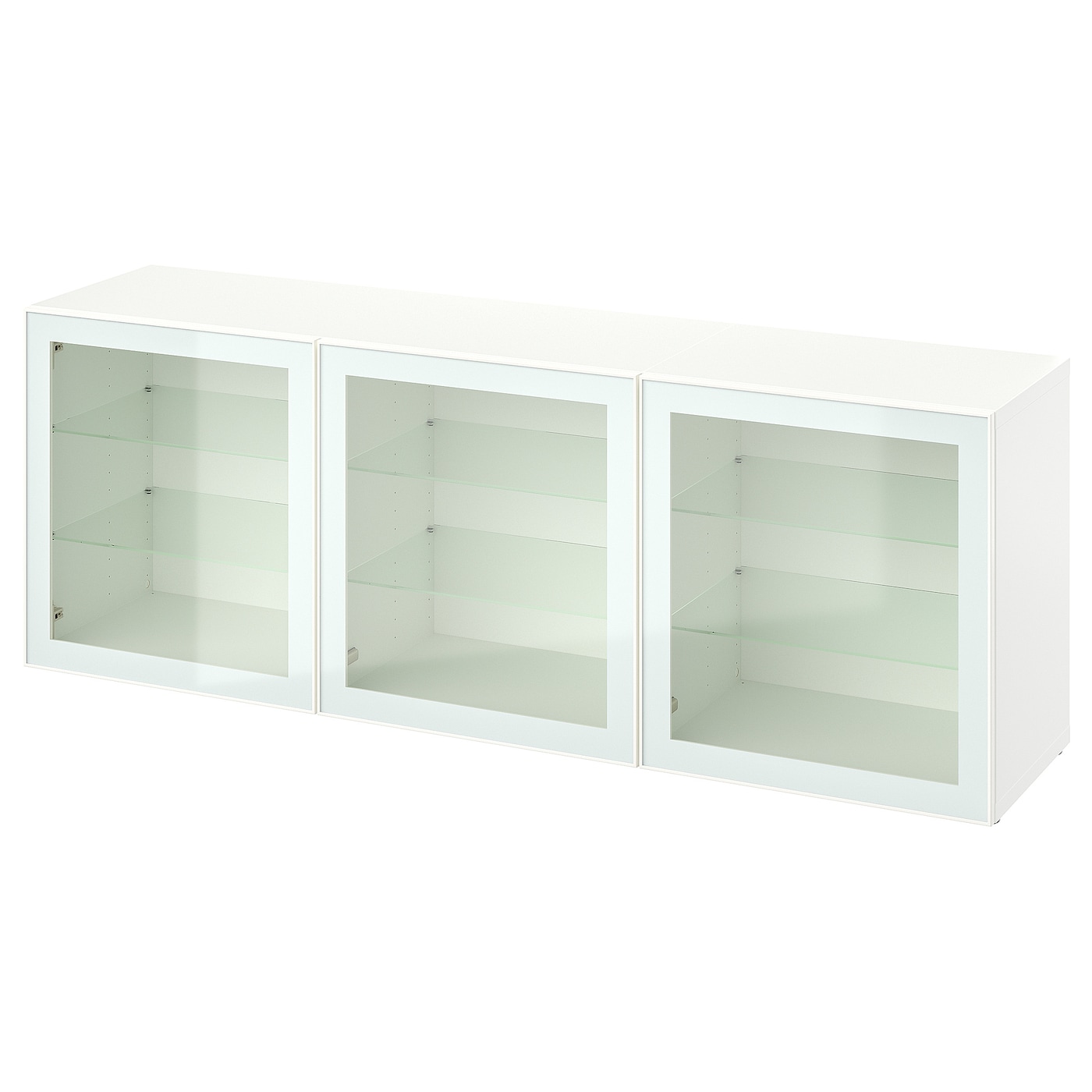 IKEA BESTÅ kombinacja z drzwiami, biały Glassvik/biel/jasna zieleń szkło bezbarwne, 180x42x65 cm