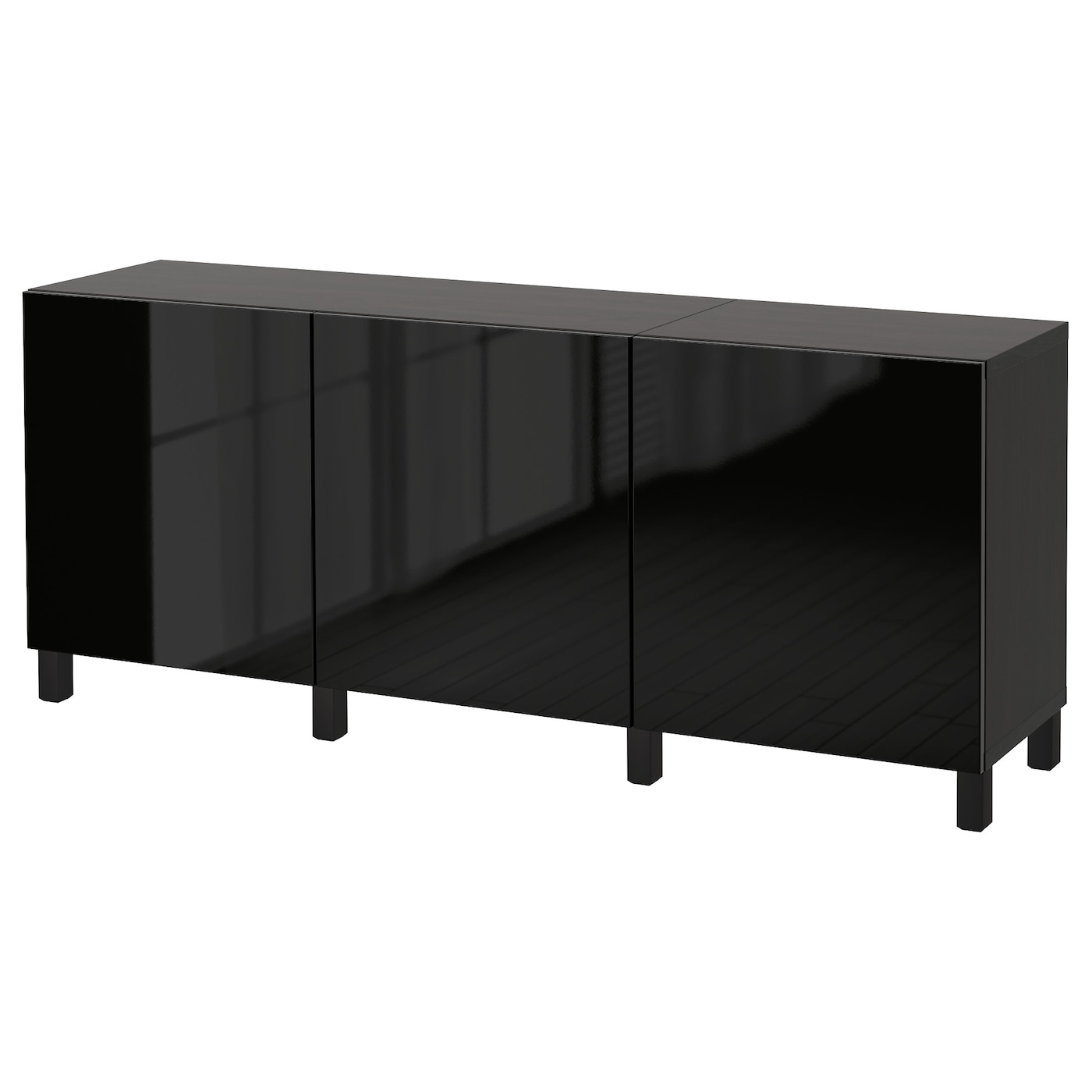 IKEA BESTÅ kombinacja z drzwiami, czarnybrąz/Selsviken/Stubbarp połysk/czarny, 180x42x74 cm