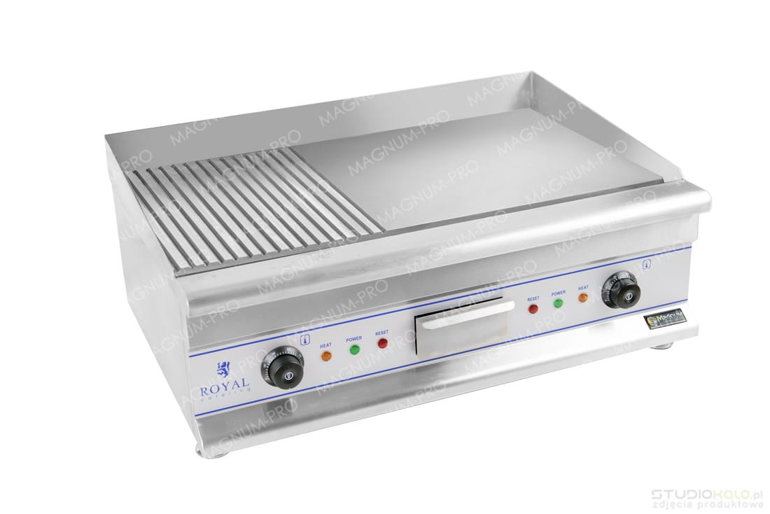Płyta grillowa podwójna 75 cm pół ryflowana 2x3200W