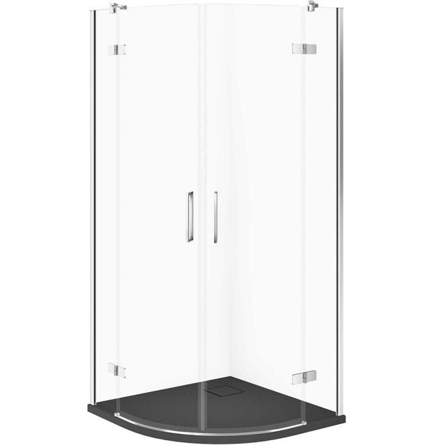 CERSANIT Zestaw kabina półokrągła JOTA 90x90 chrom, brodzik TAKO SLIM