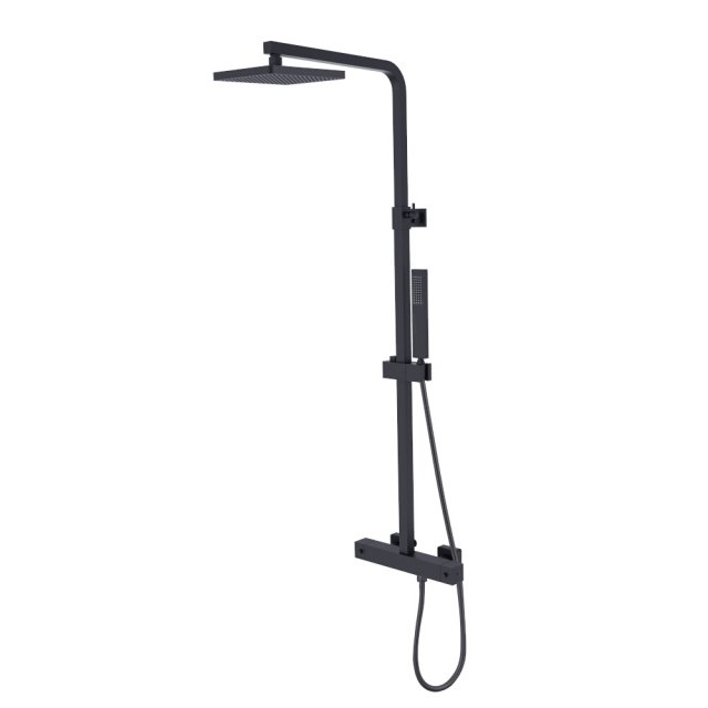 BESCO Zestaw prysznicowy MODERN / VARIUM czarny mat termostatyczny BP