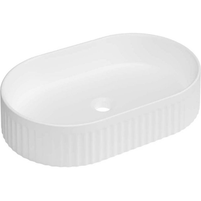INVENA Umywalka nablatowa GLAMOUR 50 cm ryflowana owalna biała CE-63-