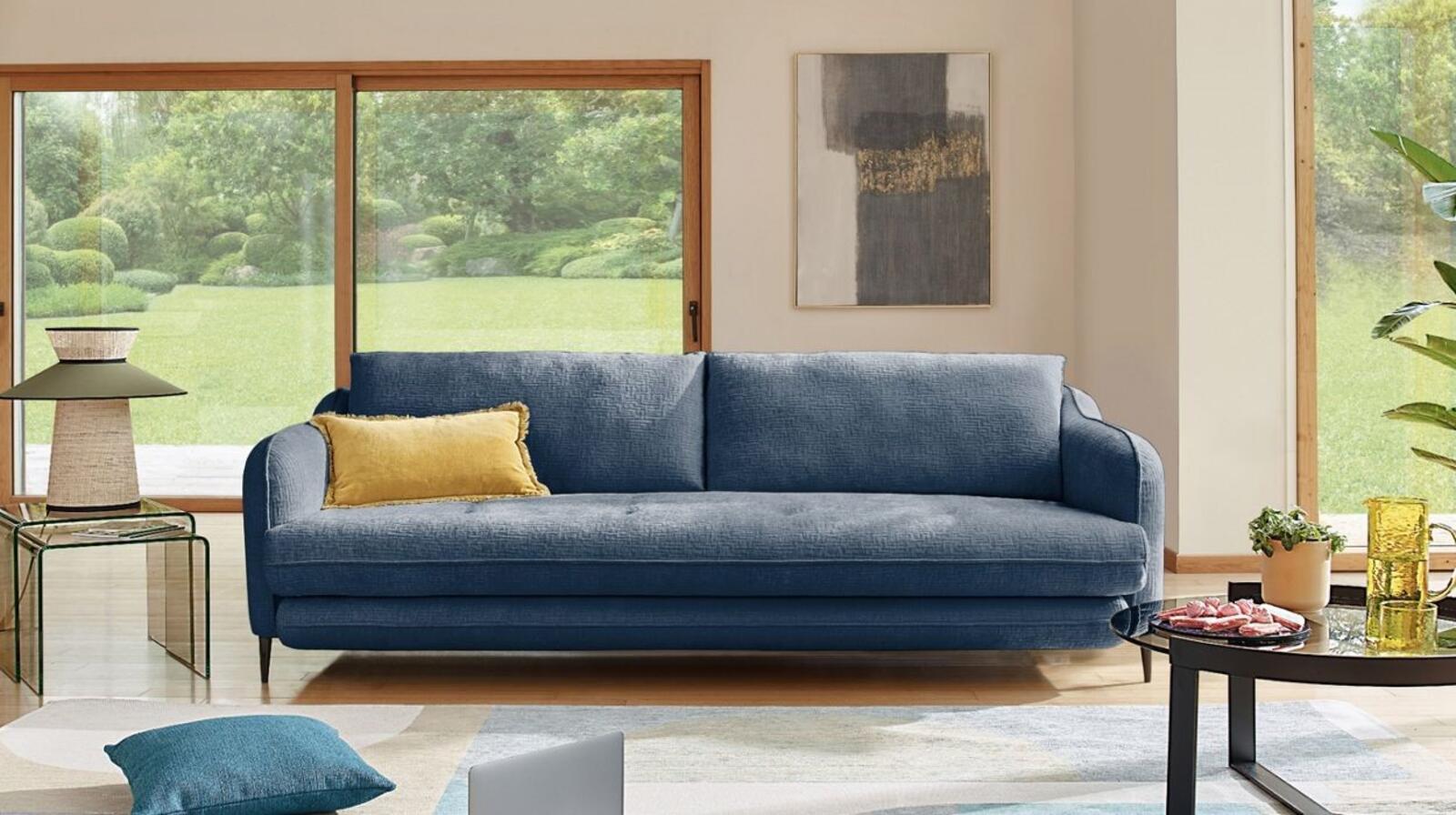 Sofa rozkładana Jade niebieski pojedyncza