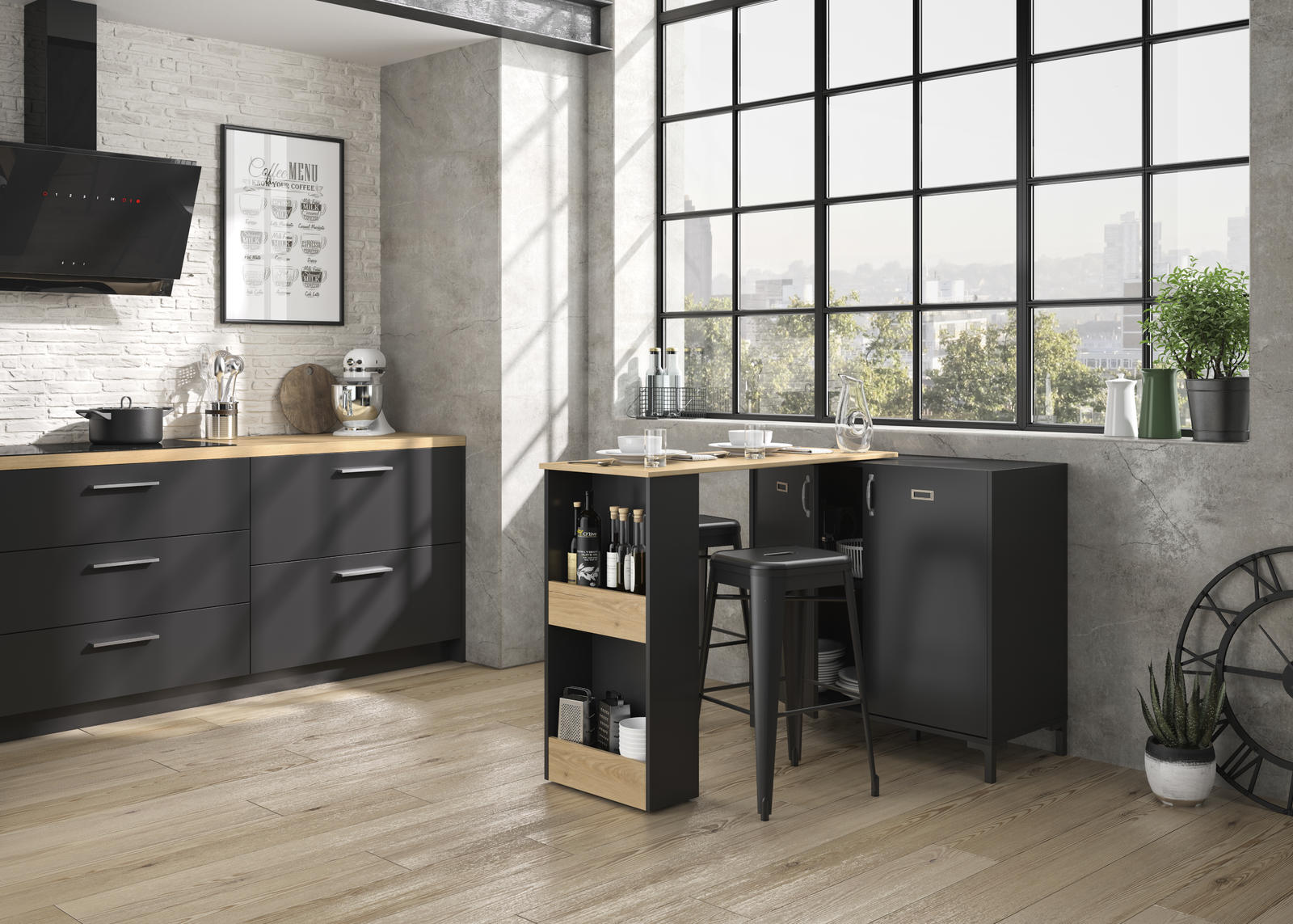 Stół barowy jadalny w designie industrialnym Manchester